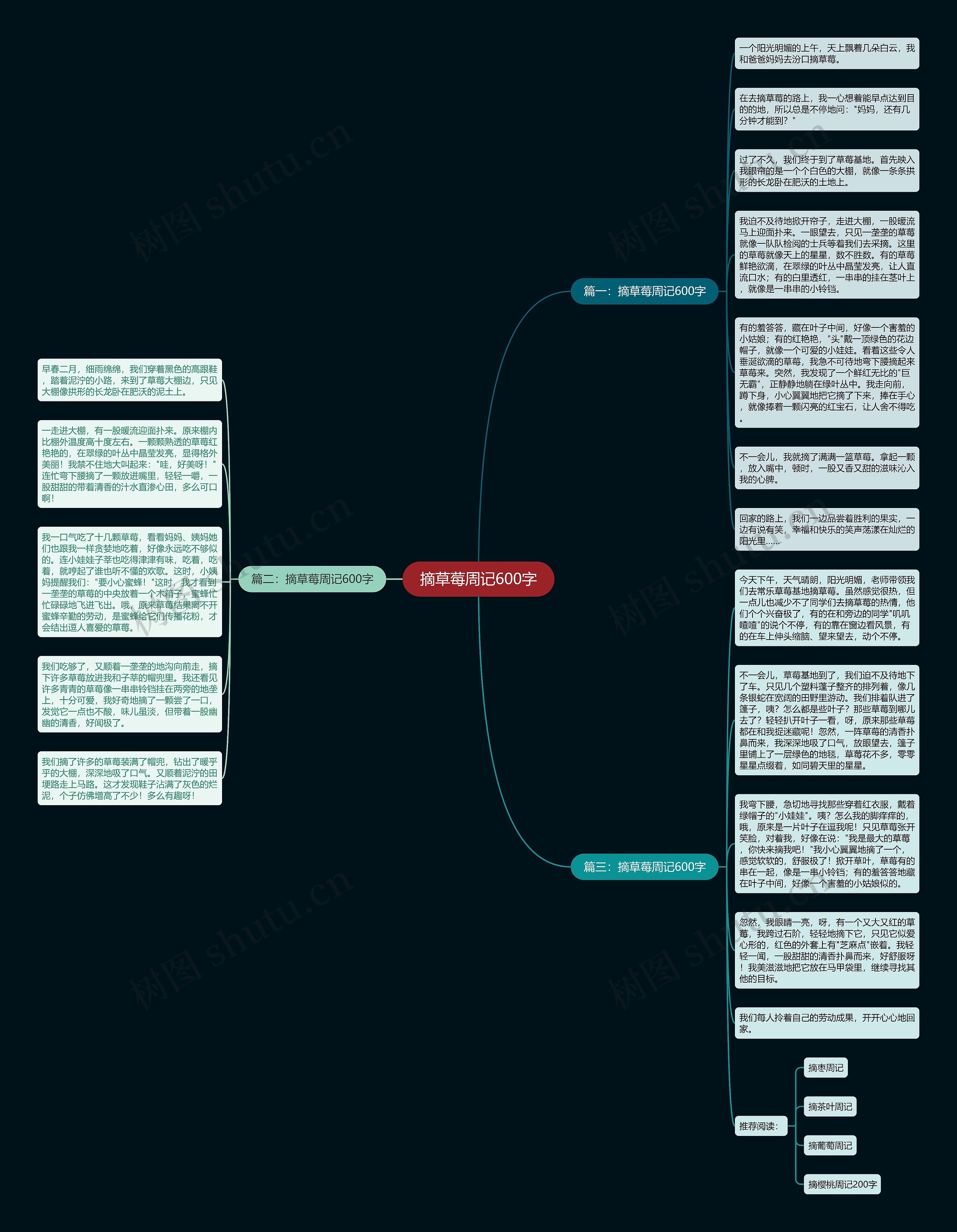 摘草莓周记600字思维导图