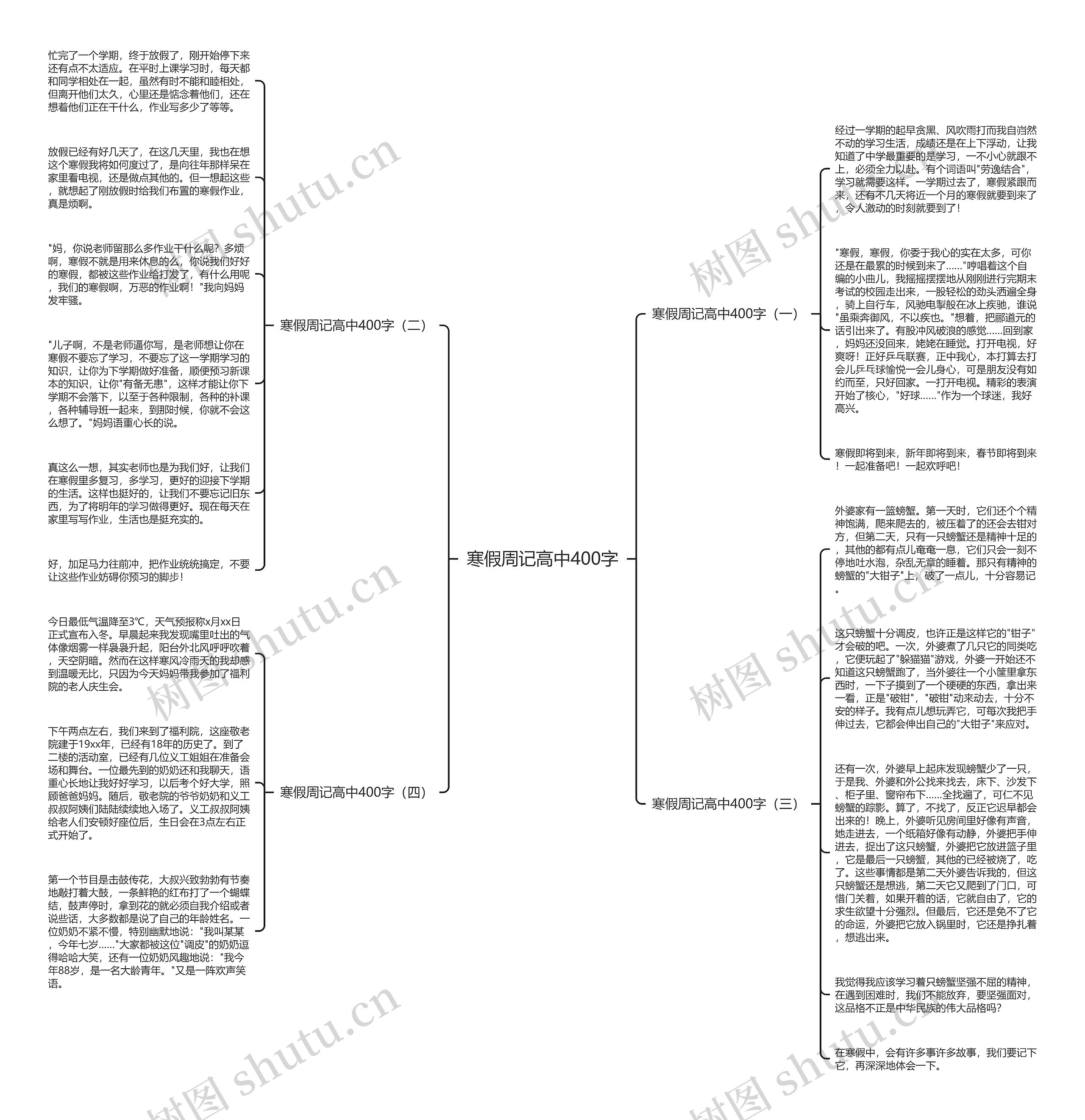 寒假周记高中400字思维导图