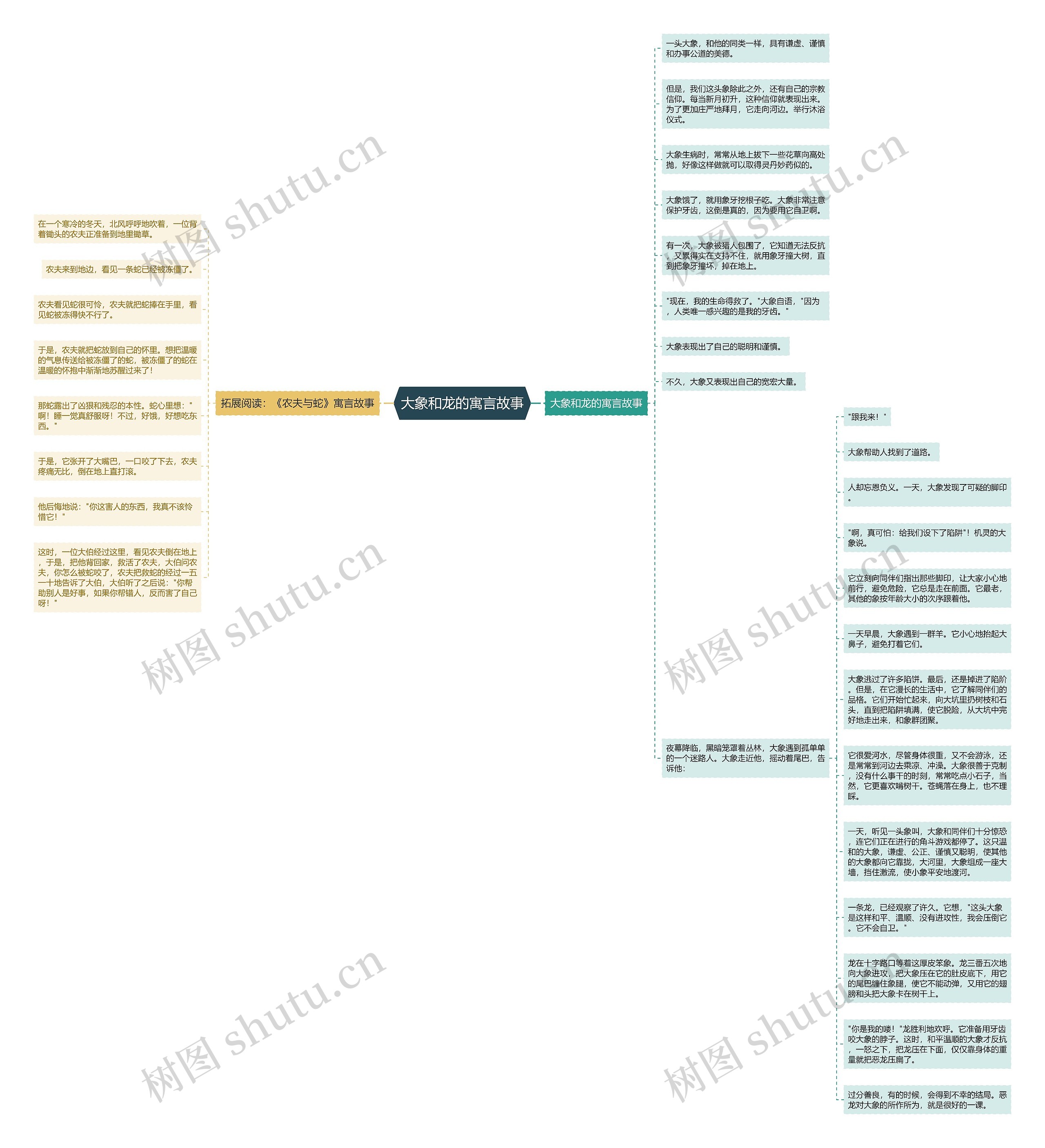 大象和龙的寓言故事思维导图