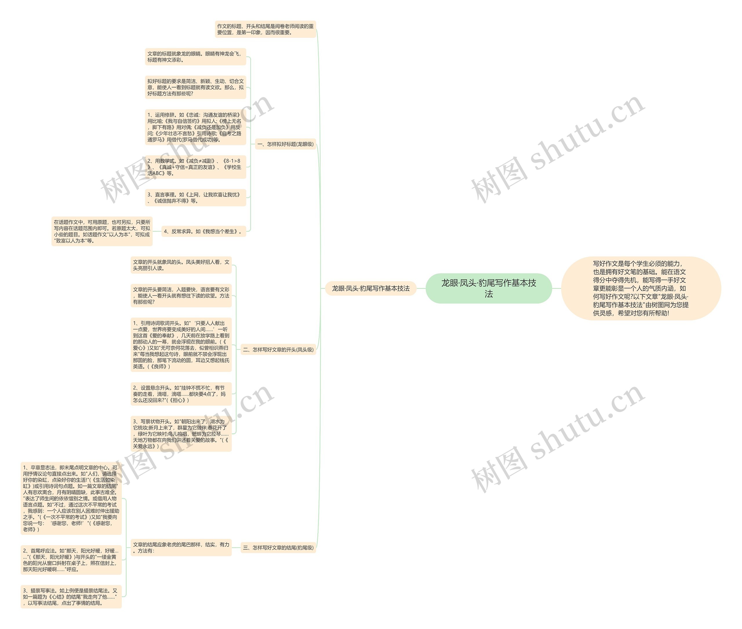 龙眼·凤头·豹尾写作基本技法思维导图