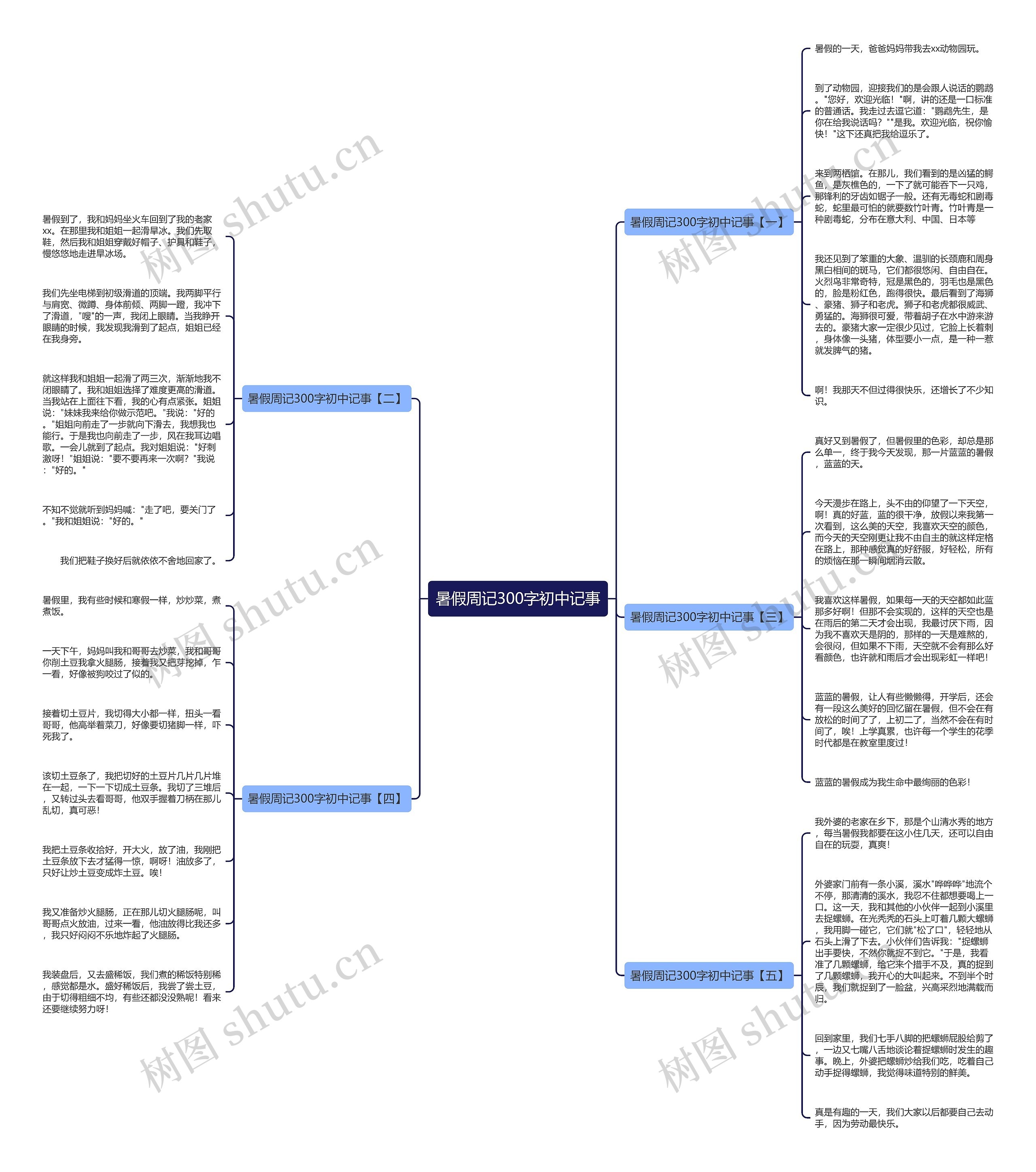暑假周记300字初中记事思维导图