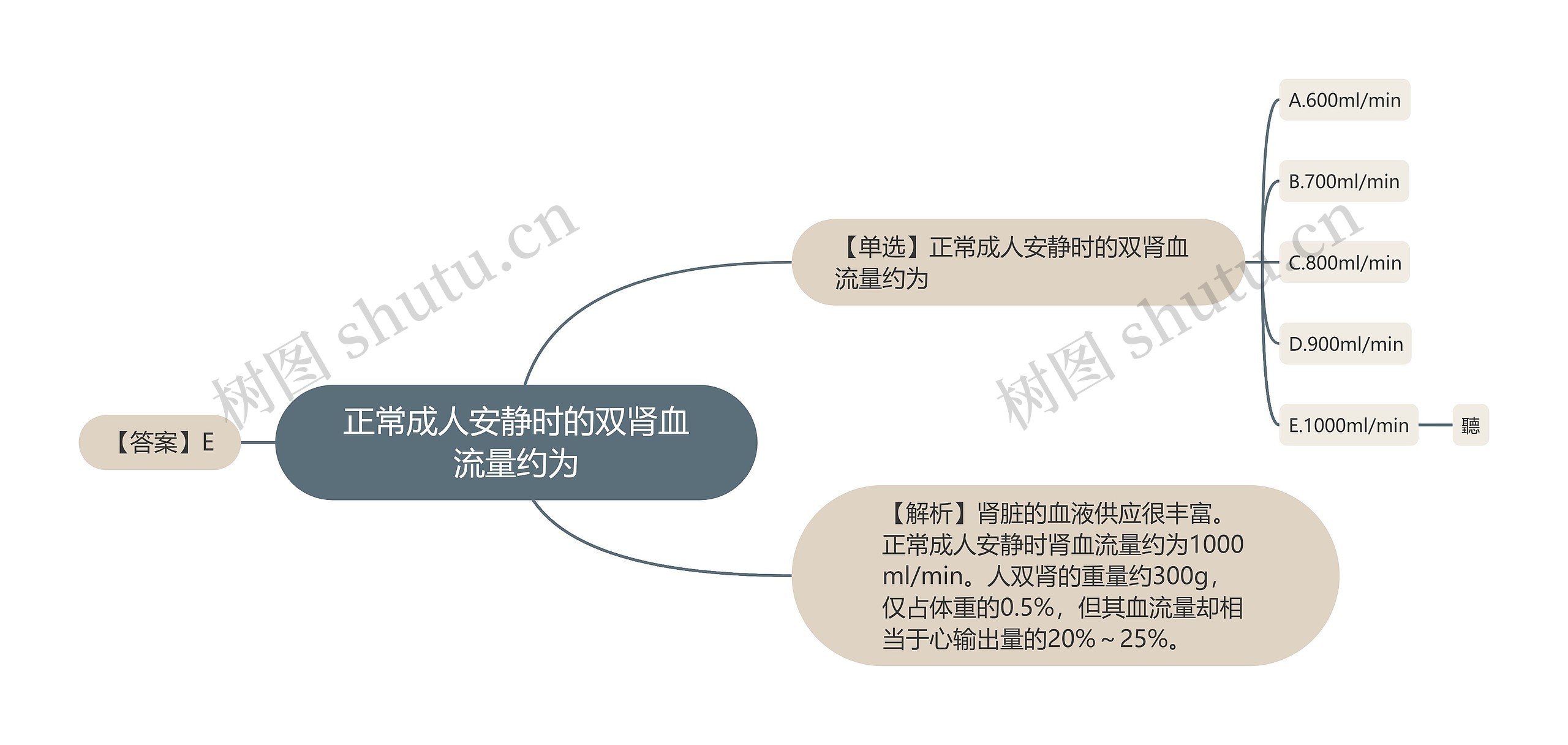 正常成人安静时的双肾血流量约为思维导图