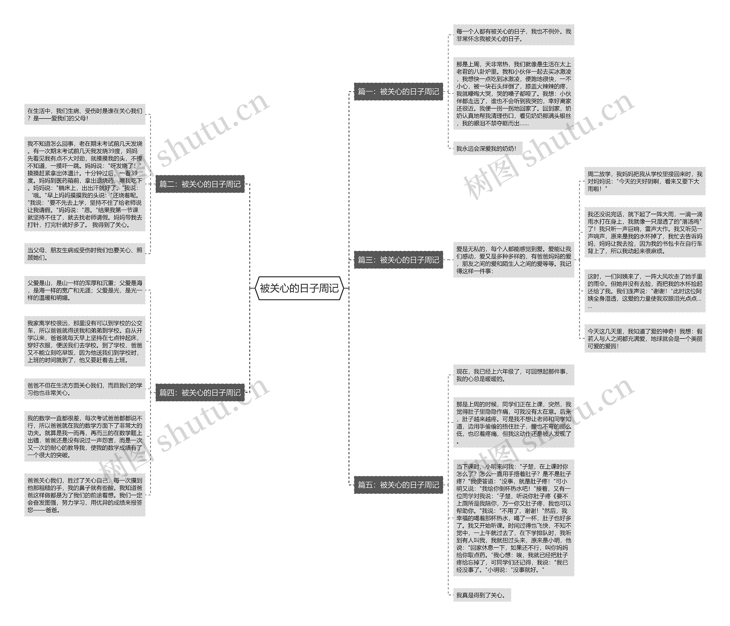 被关心的日子周记思维导图