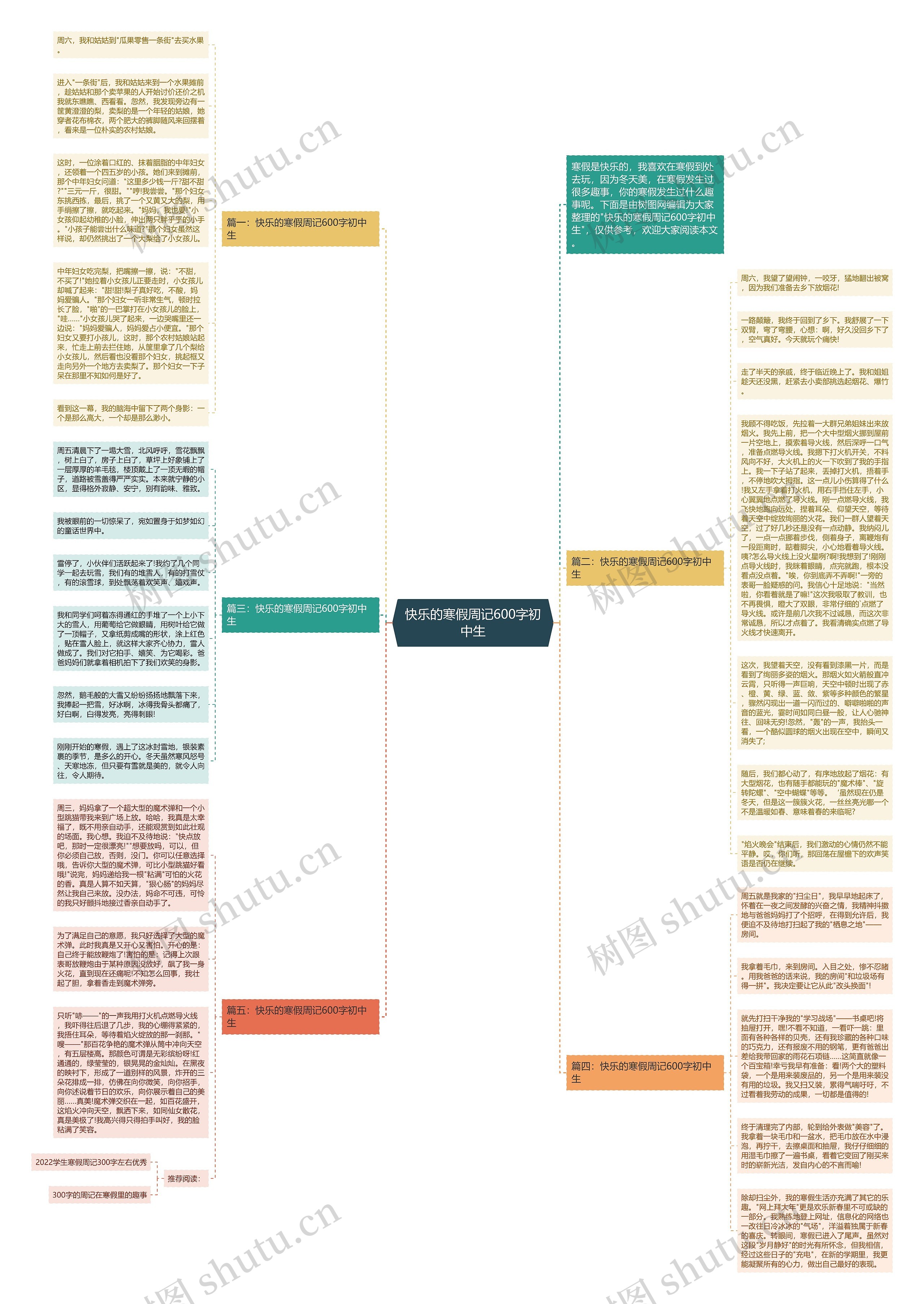 快乐的寒假周记600字初中生思维导图