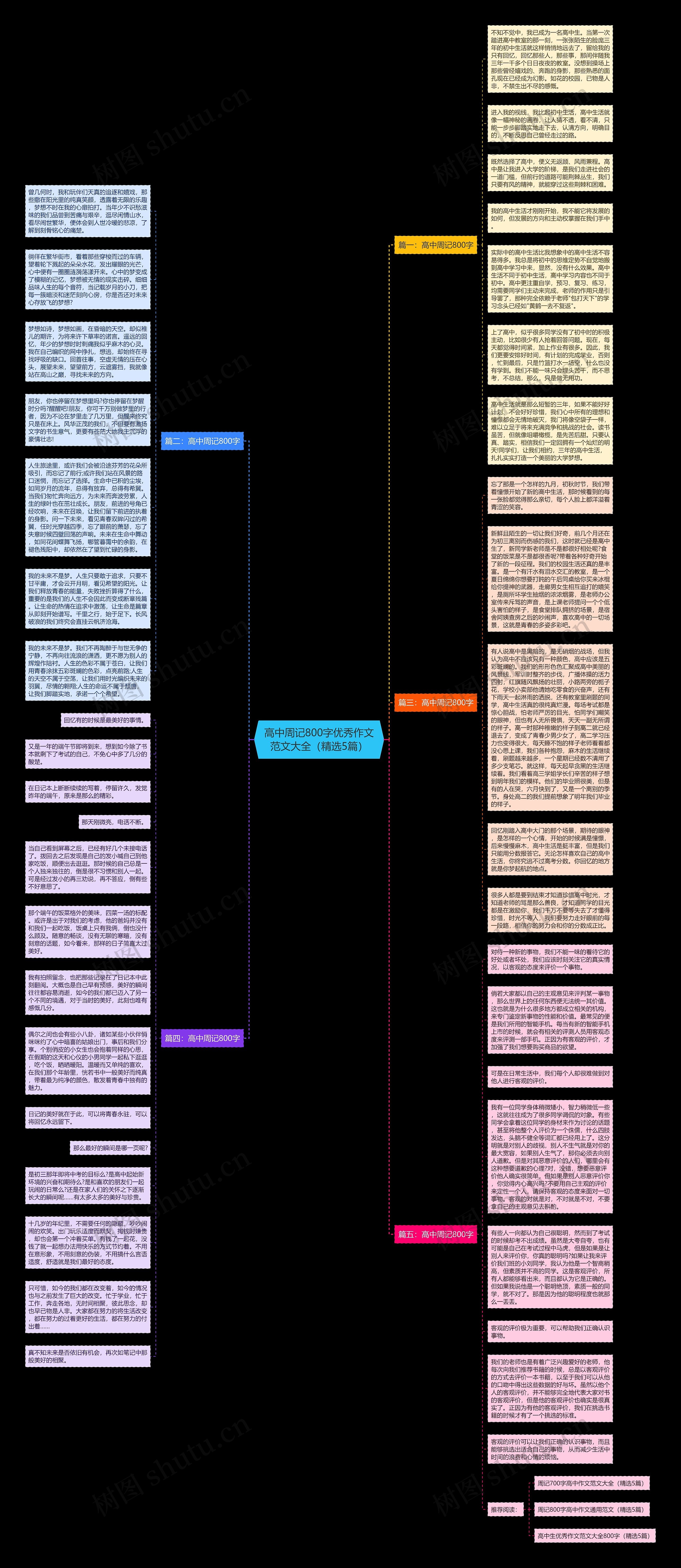 高中周记800字优秀作文范文大全（精选5篇）思维导图