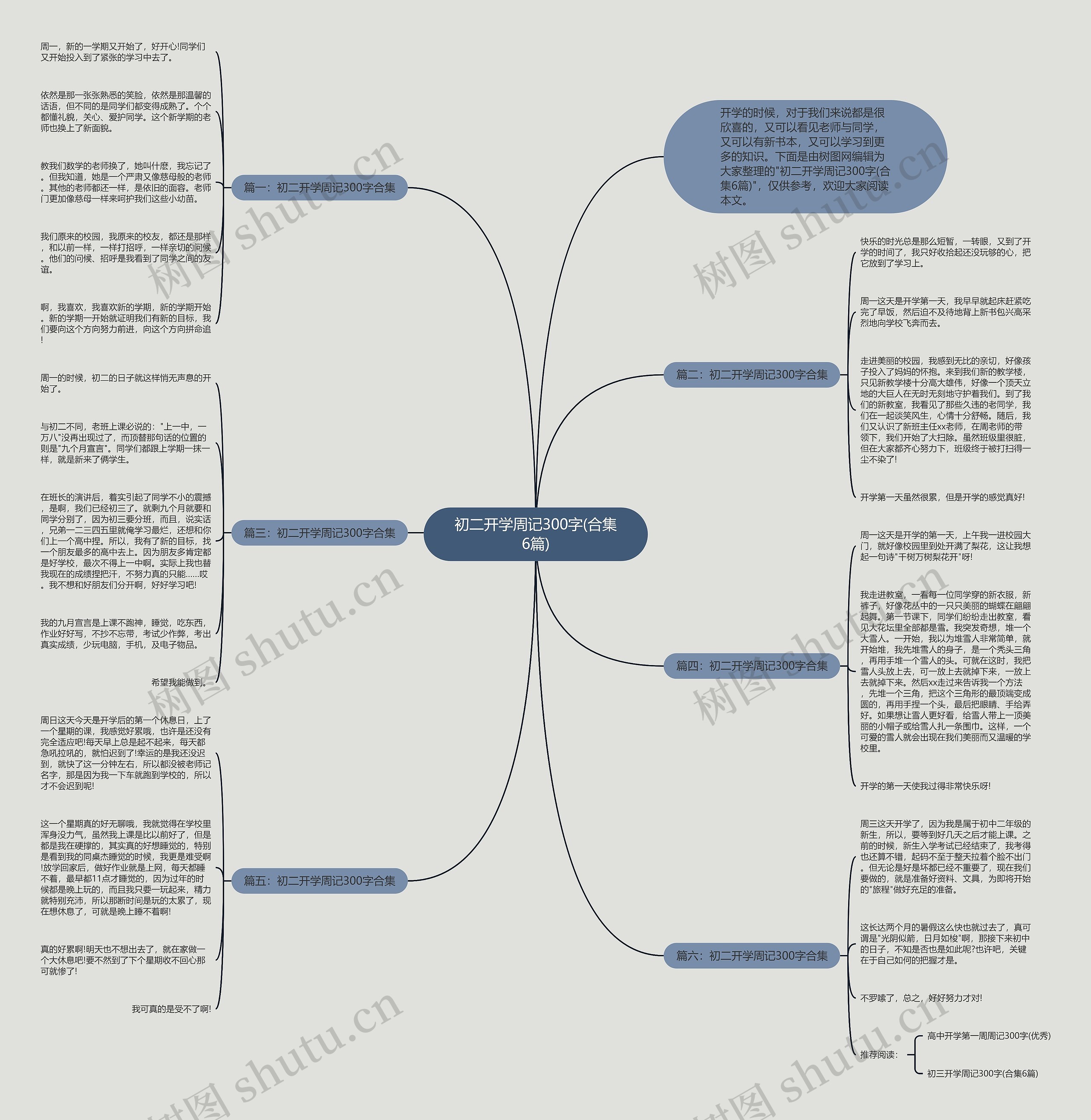 初二开学周记300字(合集6篇)思维导图