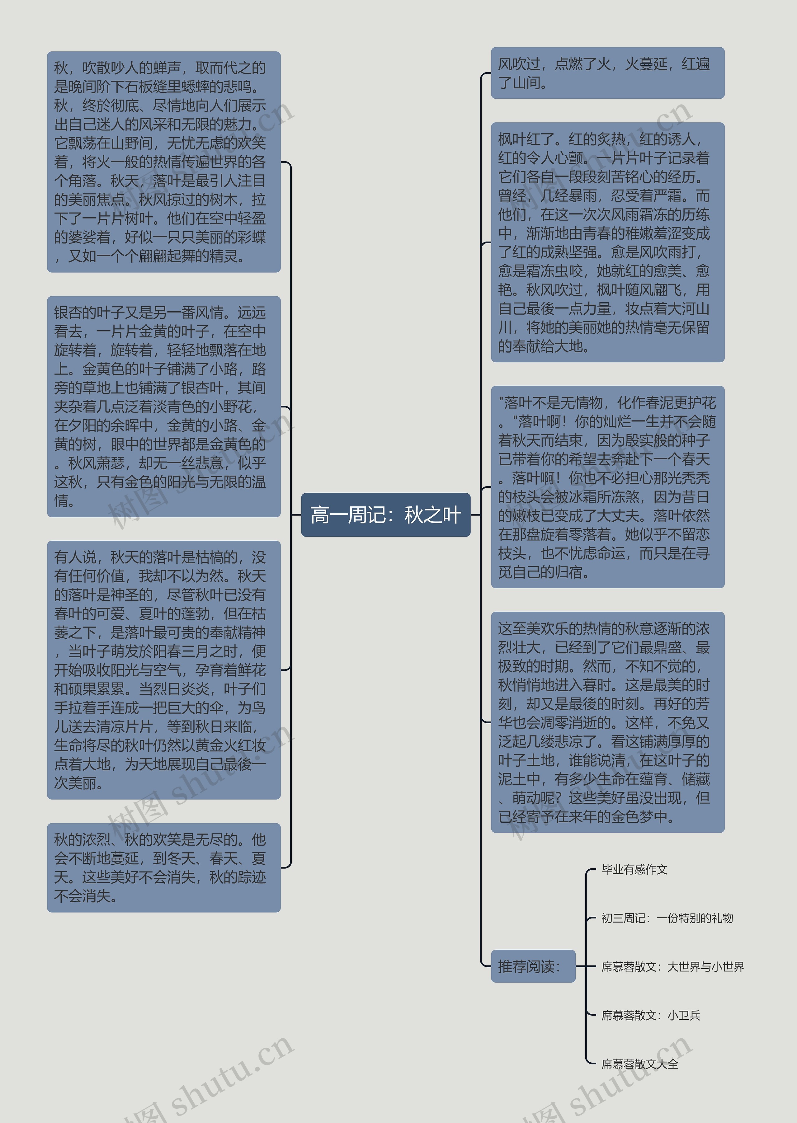 高一周记：秋之叶思维导图