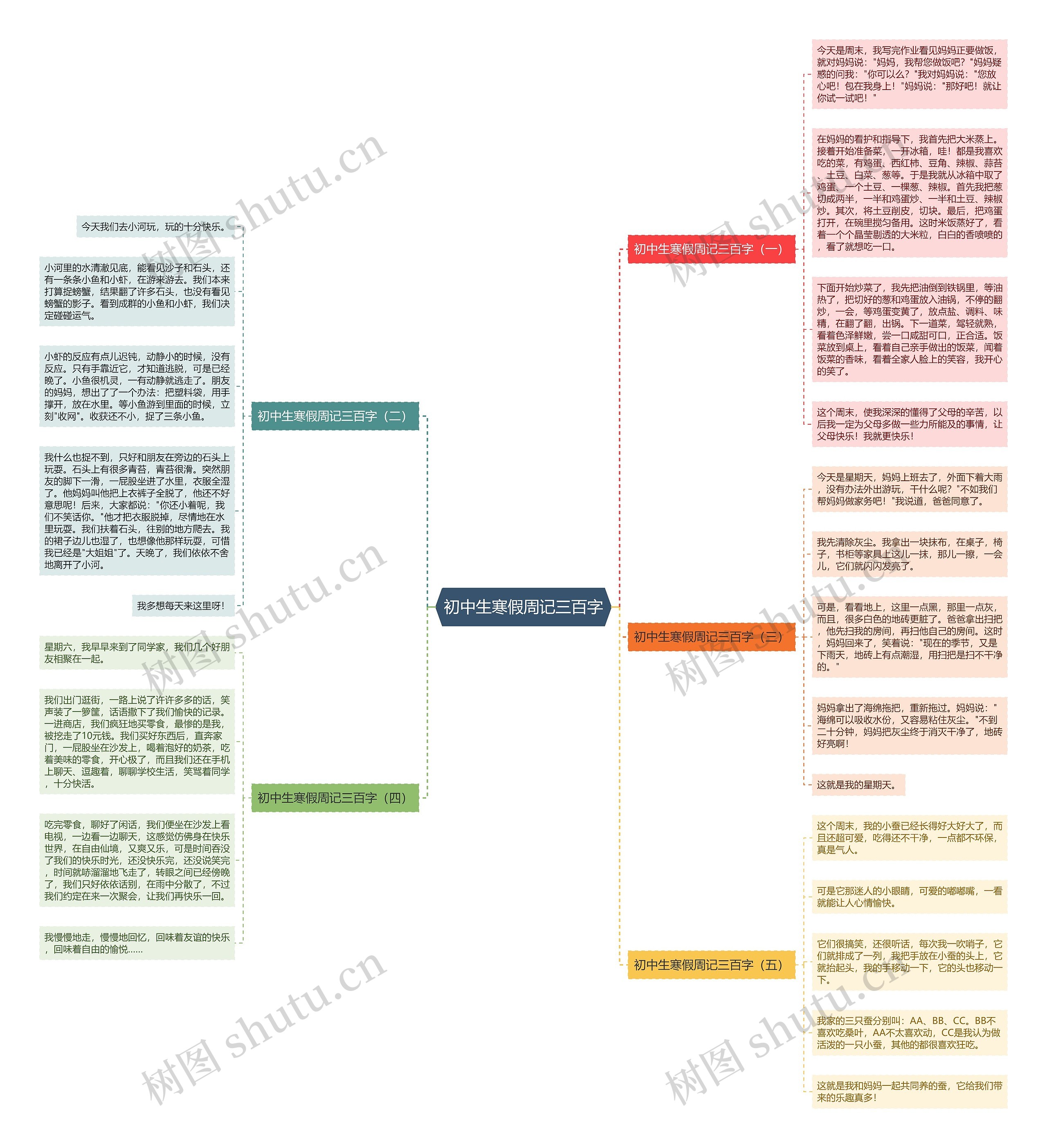 初中生寒假周记三百字思维导图