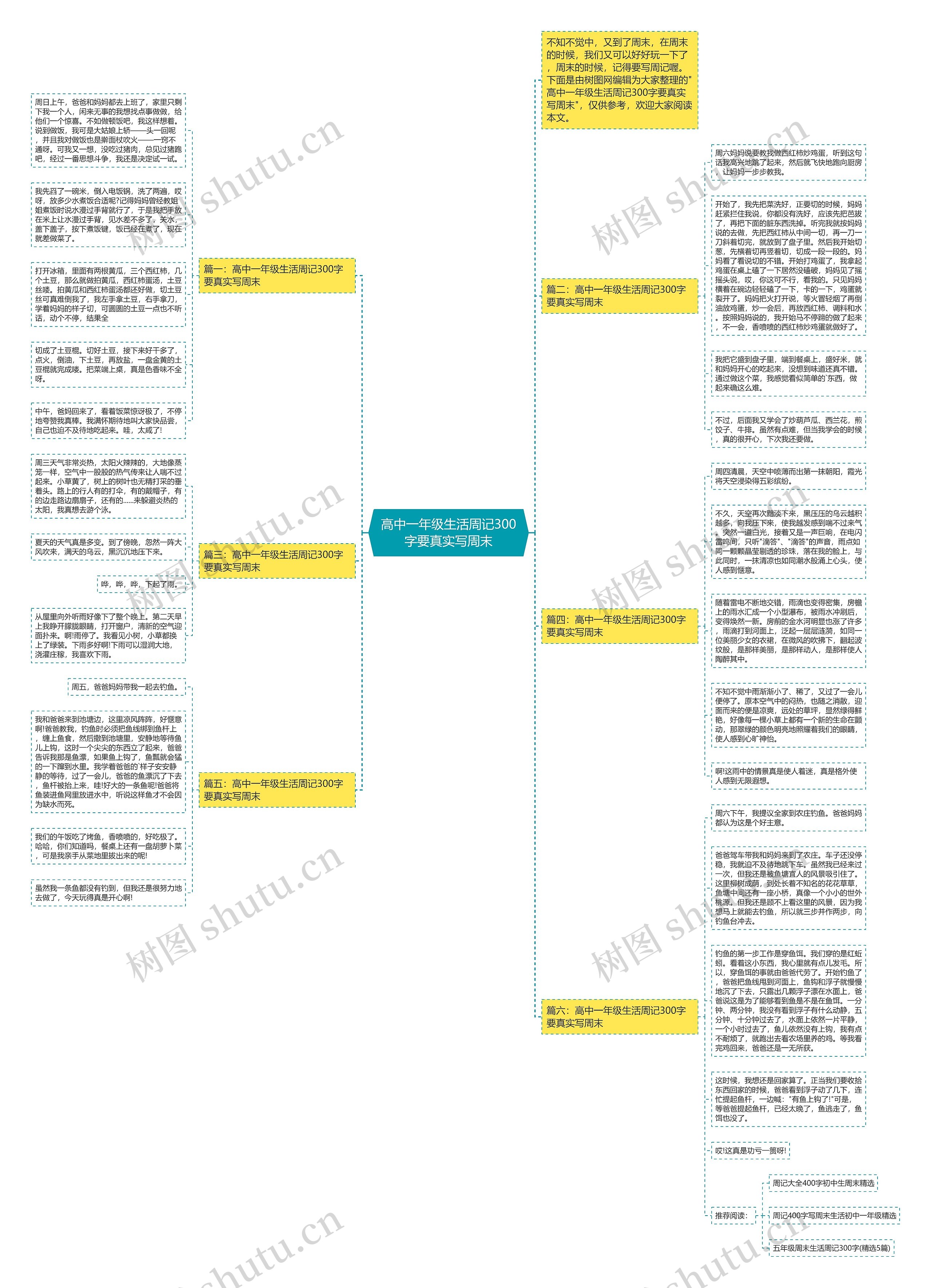高中一年级生活周记300字要真实写周末思维导图