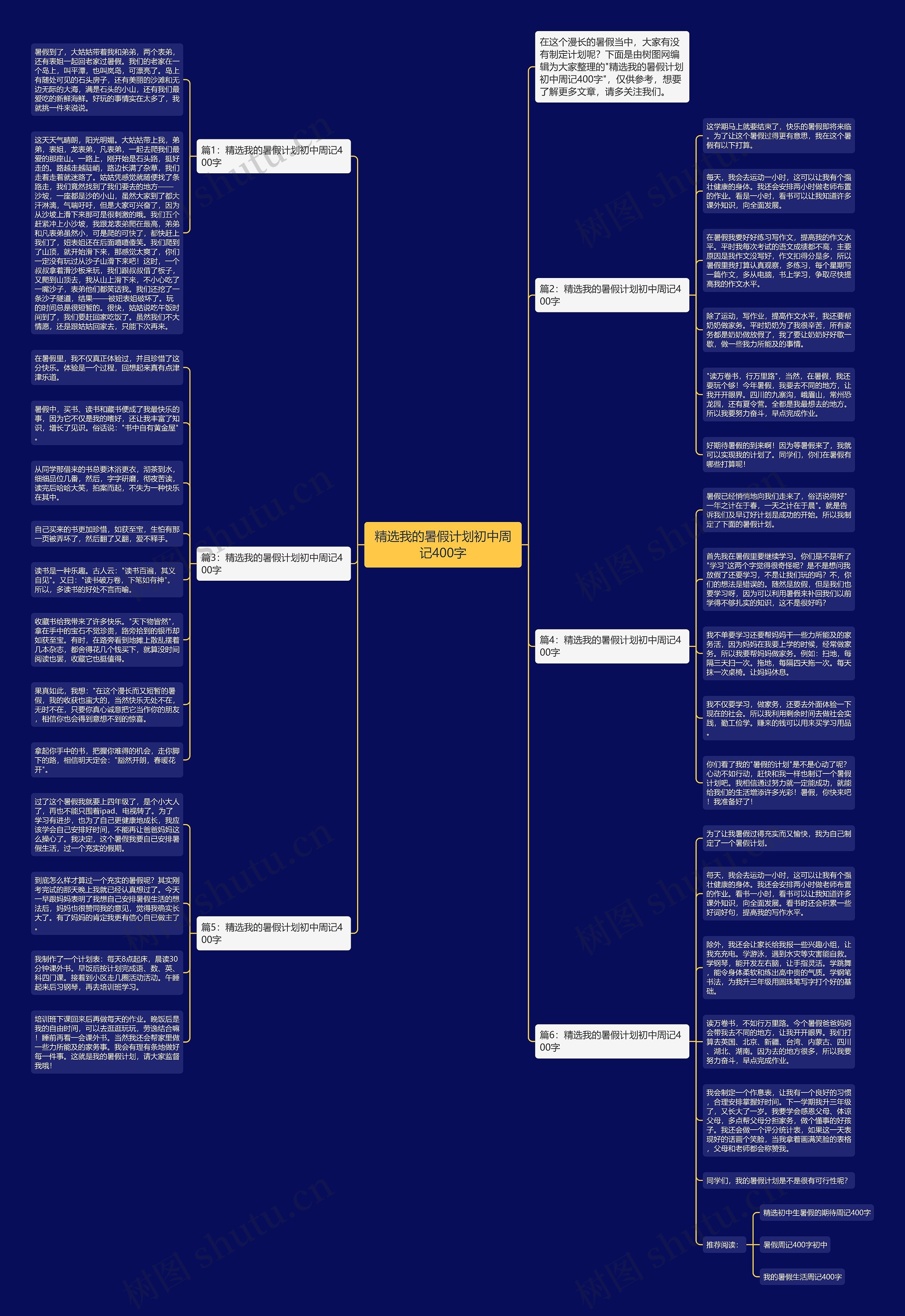 精选我的暑假计划初中周记400字思维导图