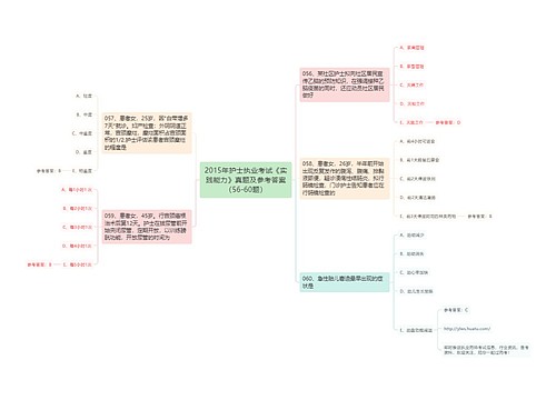 2015年护士执业考试《实践能力》真题及参考答案（56-60题）