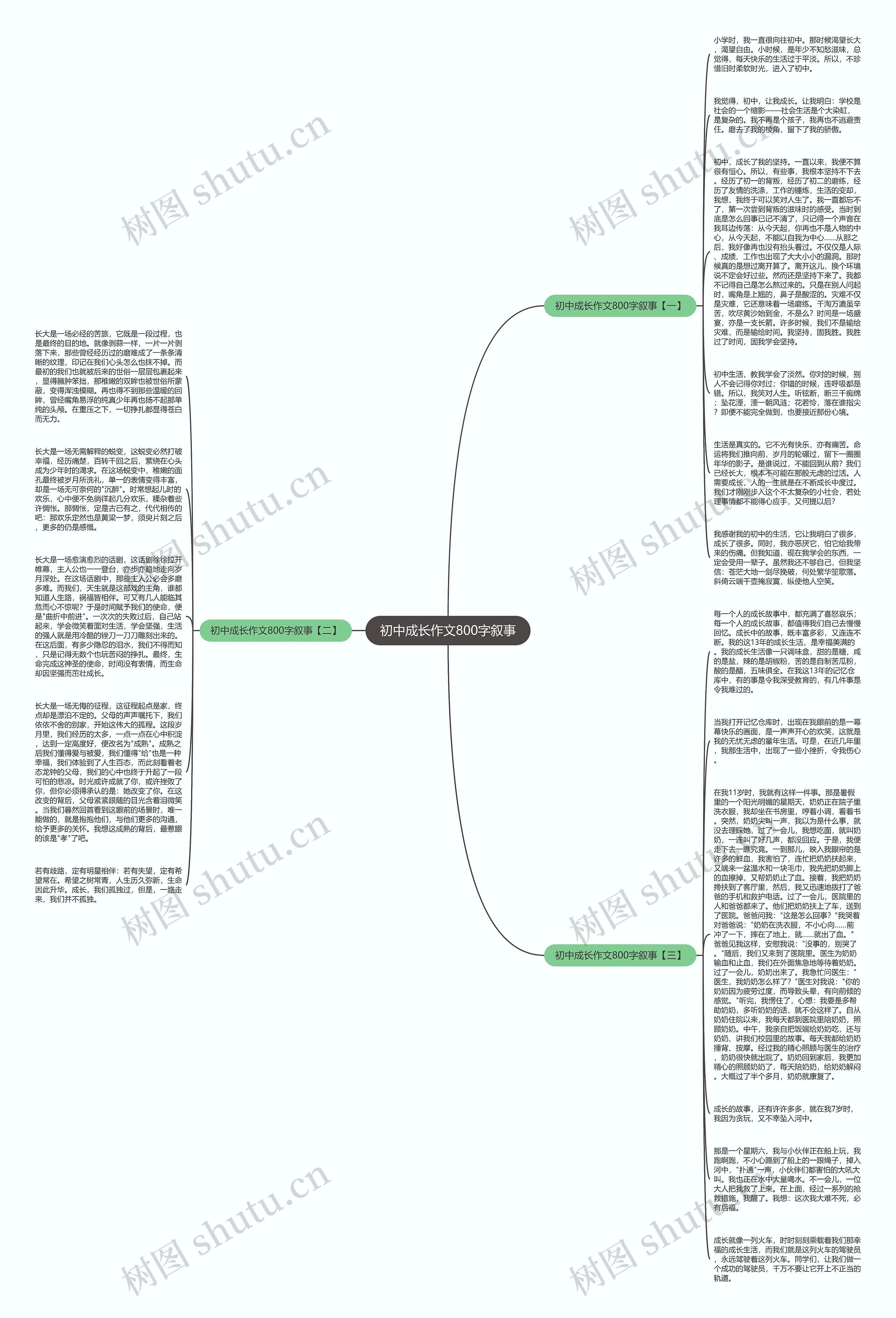 初中成长作文800字叙事思维导图