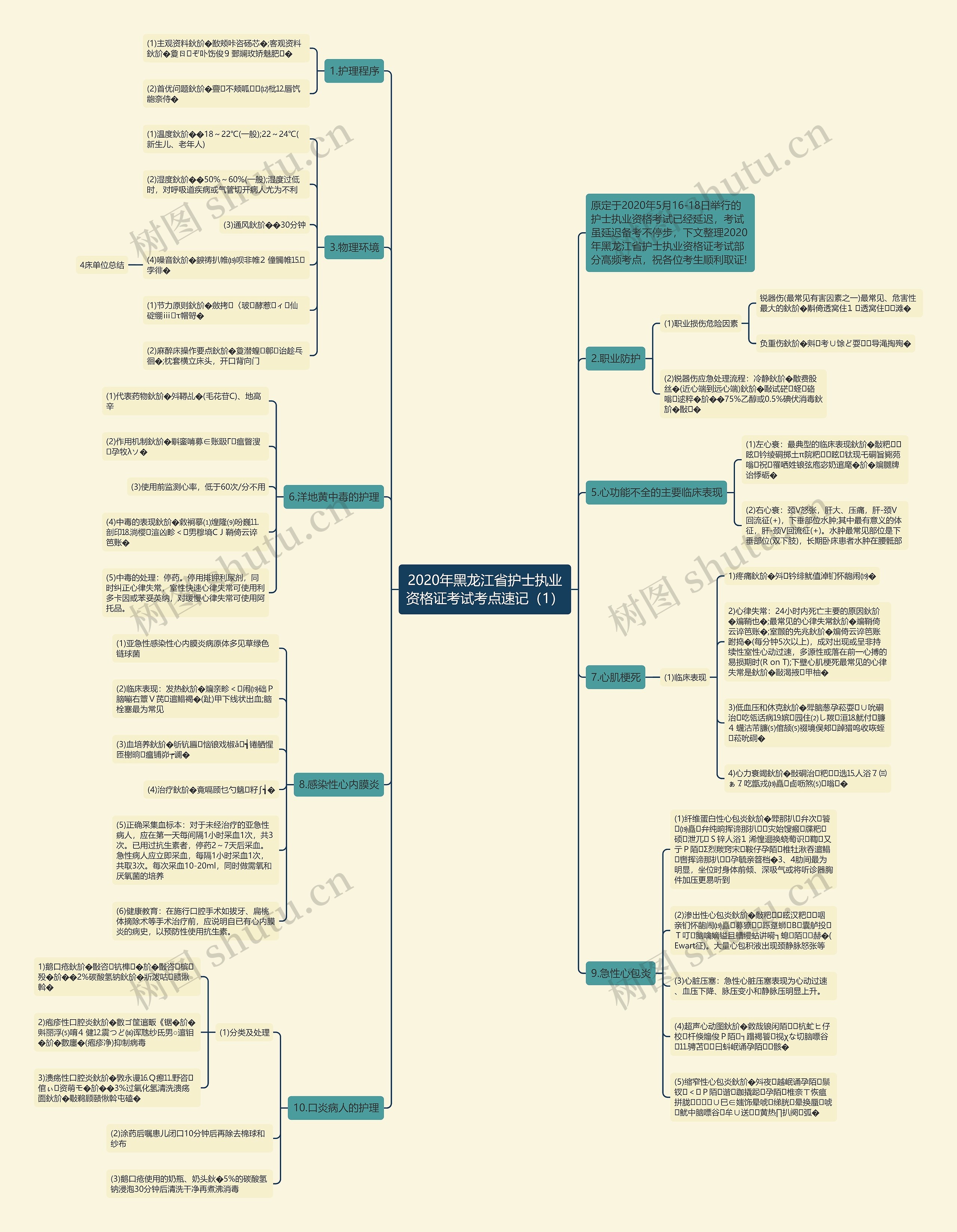 2020年黑龙江省护士执业资格证考试考点速记（1）思维导图