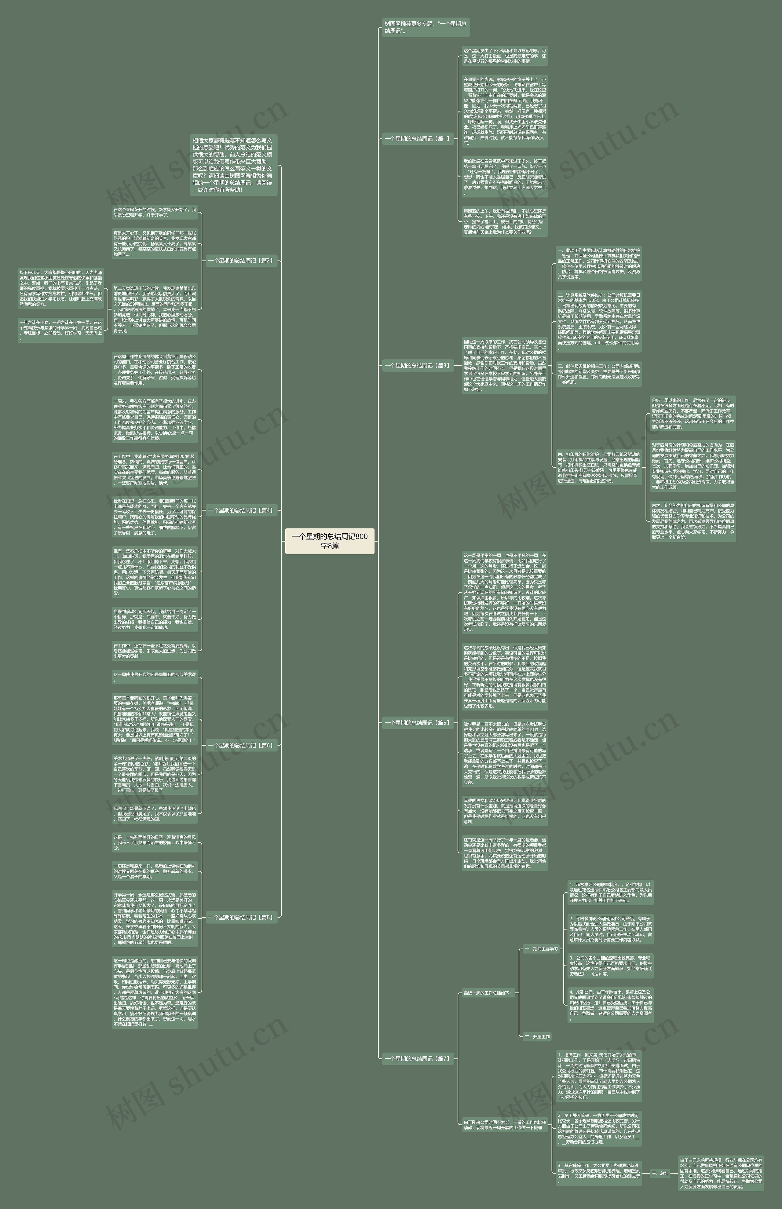 一个星期的总结周记800字8篇思维导图