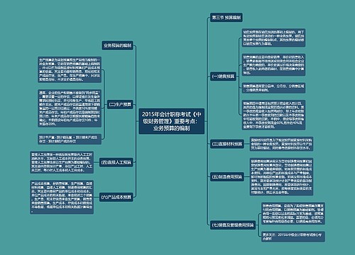 2015年会计职称考试《中级财务管理》重要考点：业务预算的编制