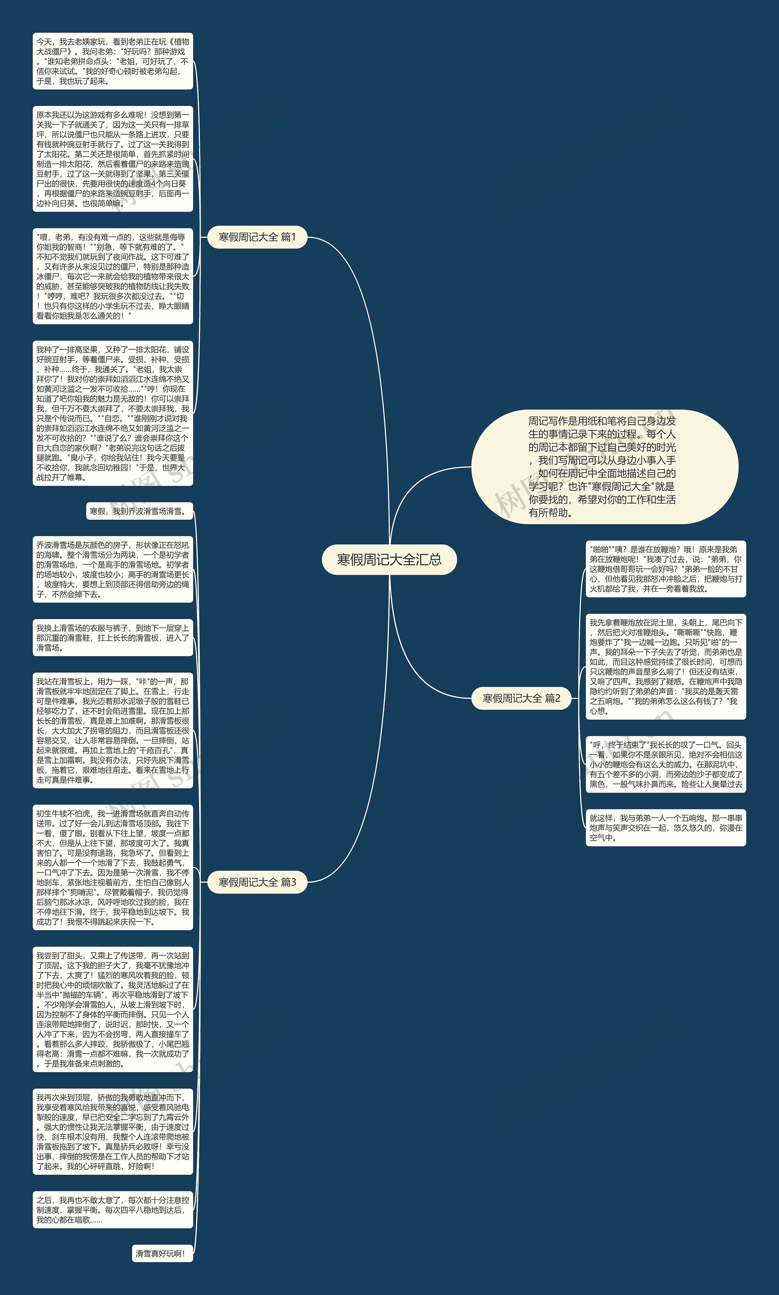 寒假周记大全汇总思维导图