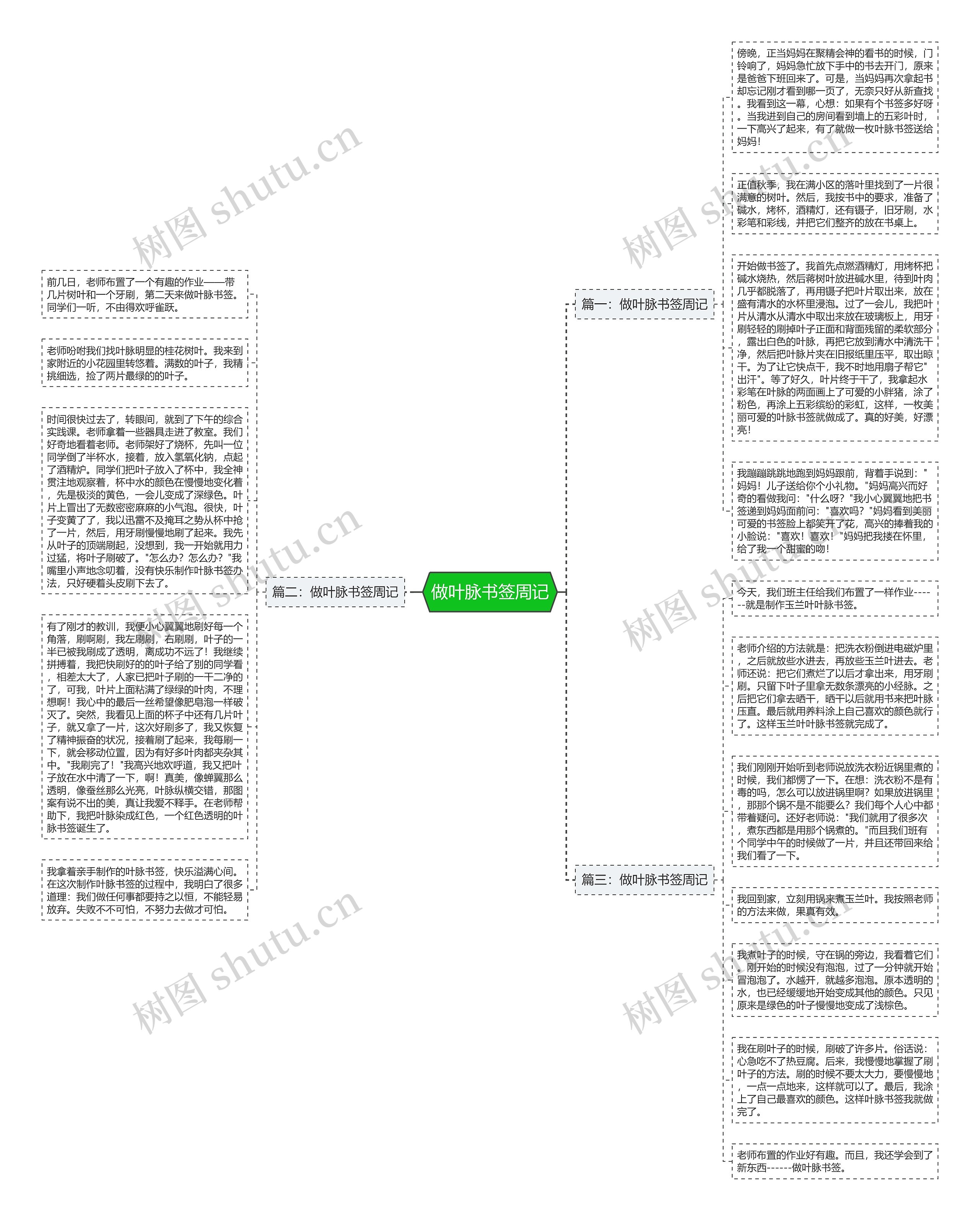 做叶脉书签周记思维导图