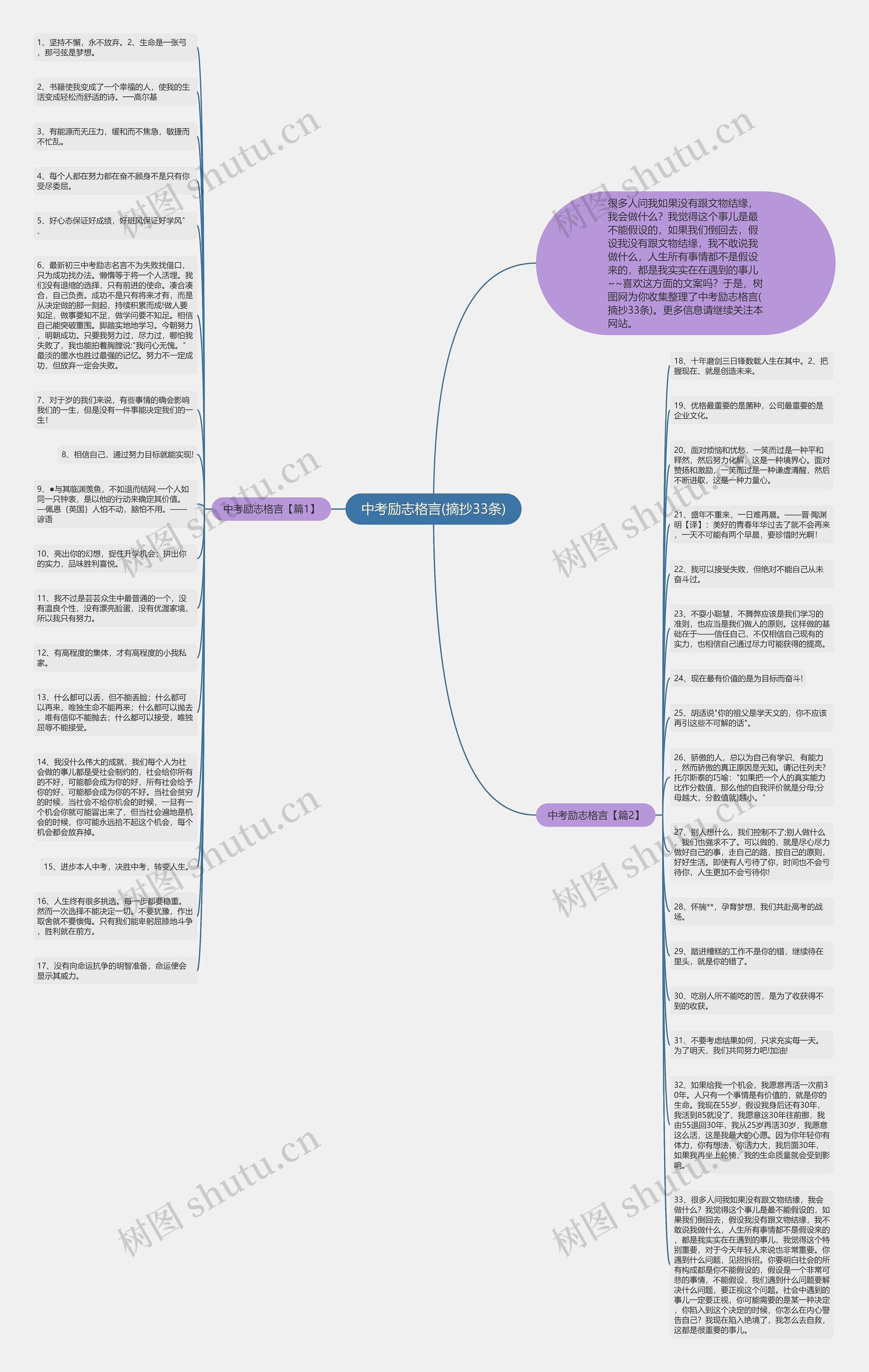 中考励志格言(摘抄33条)思维导图