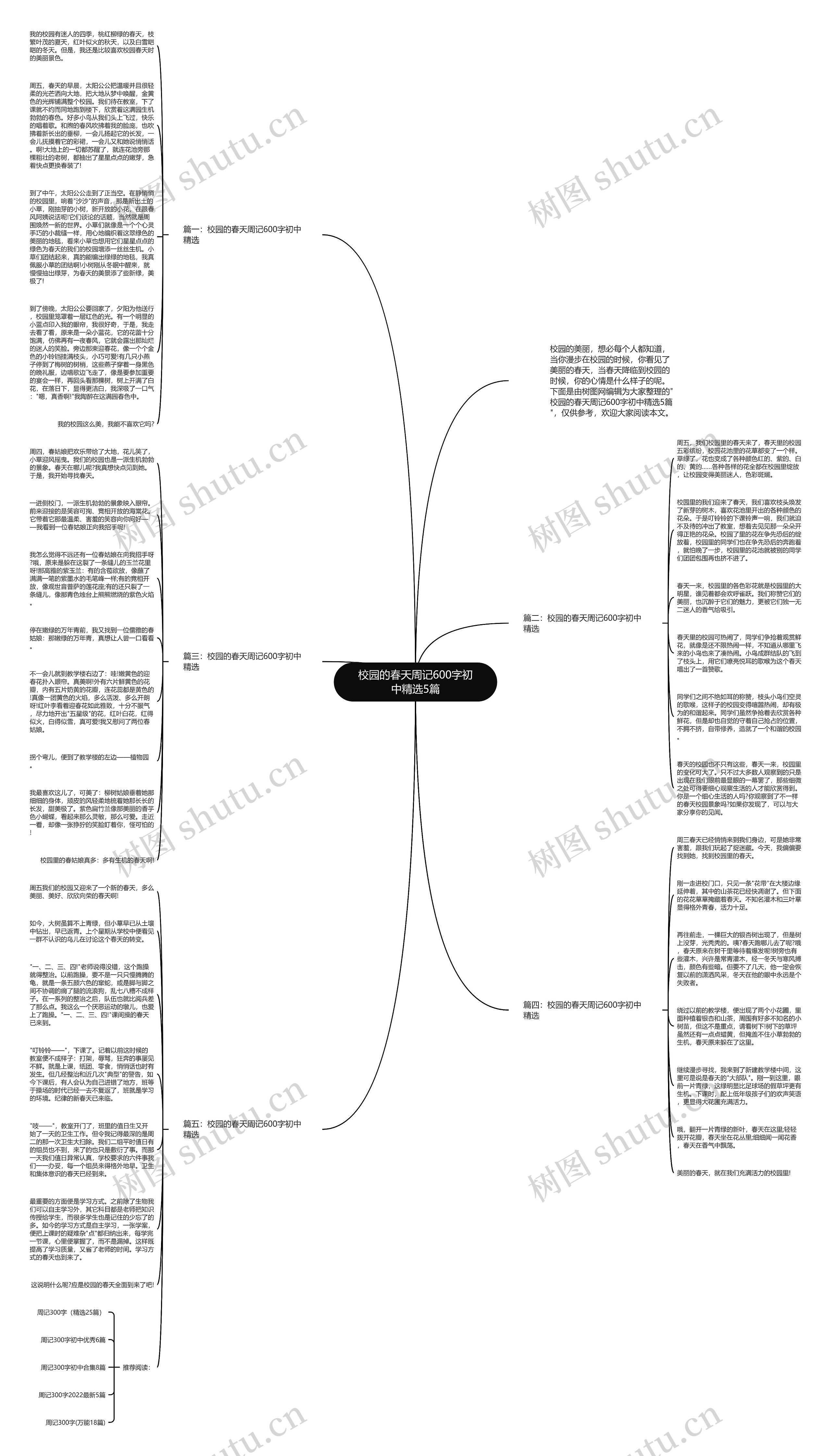 校园的春天周记600字初中精选5篇思维导图