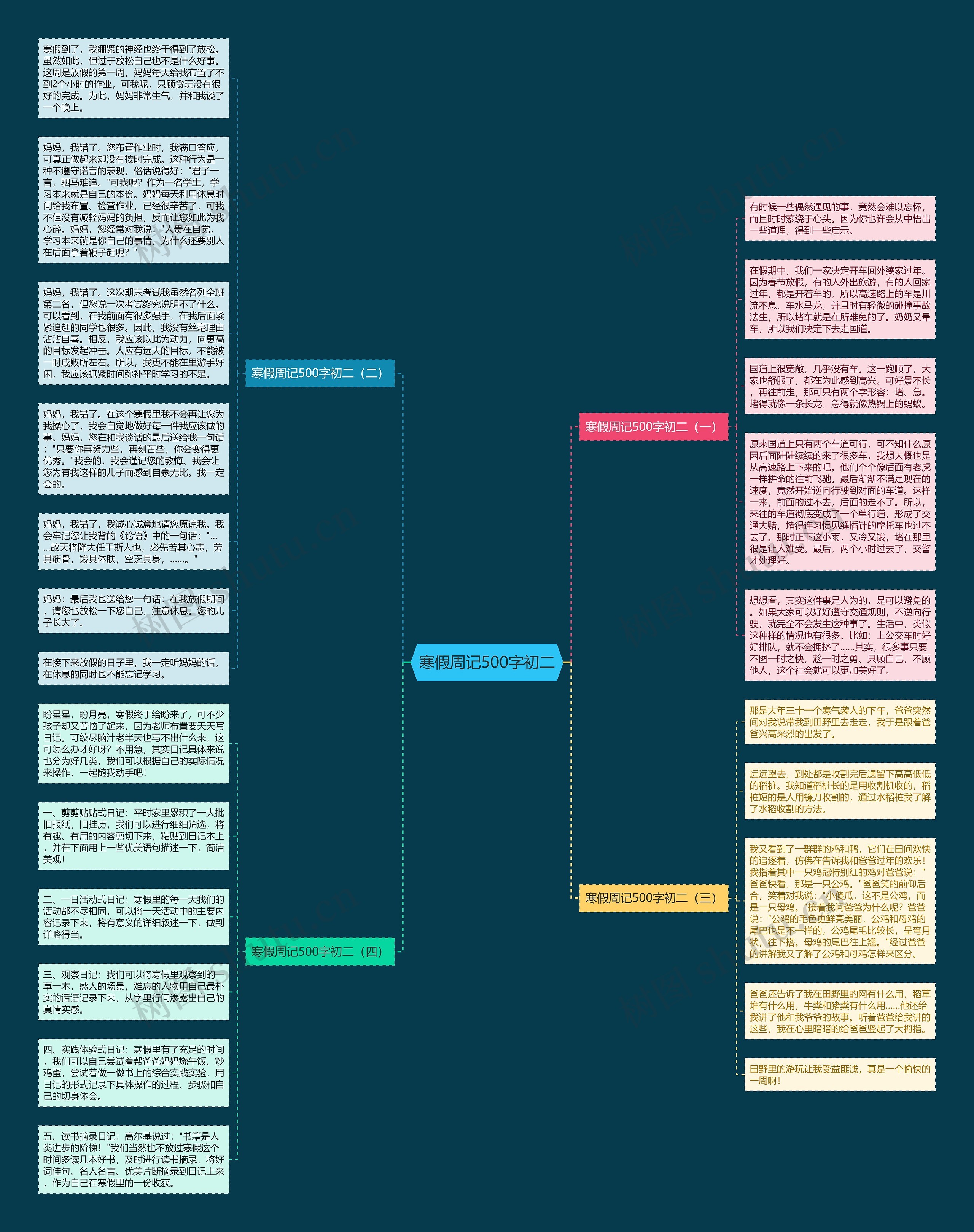 寒假周记500字初二思维导图