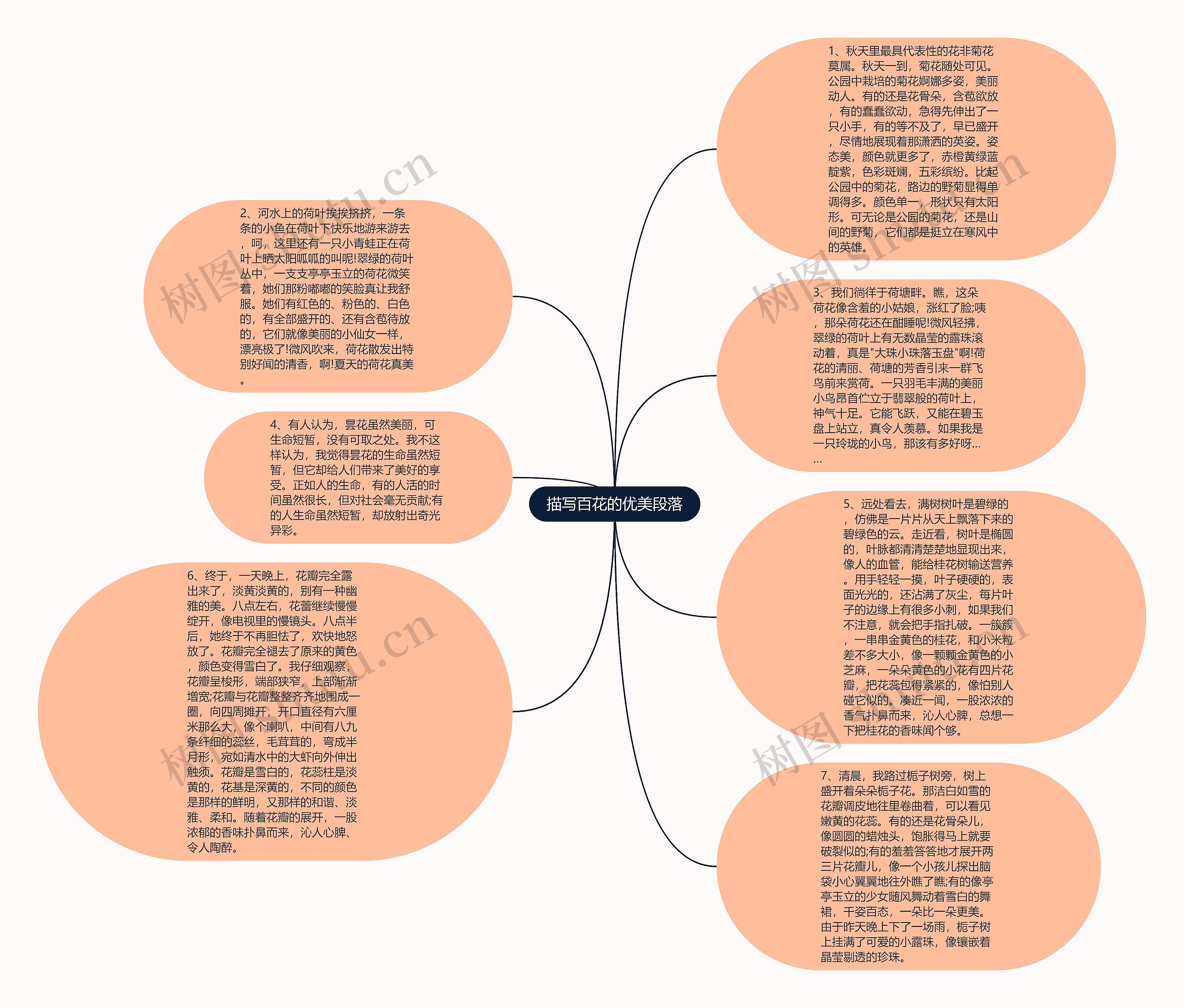 描写百花的优美段落思维导图