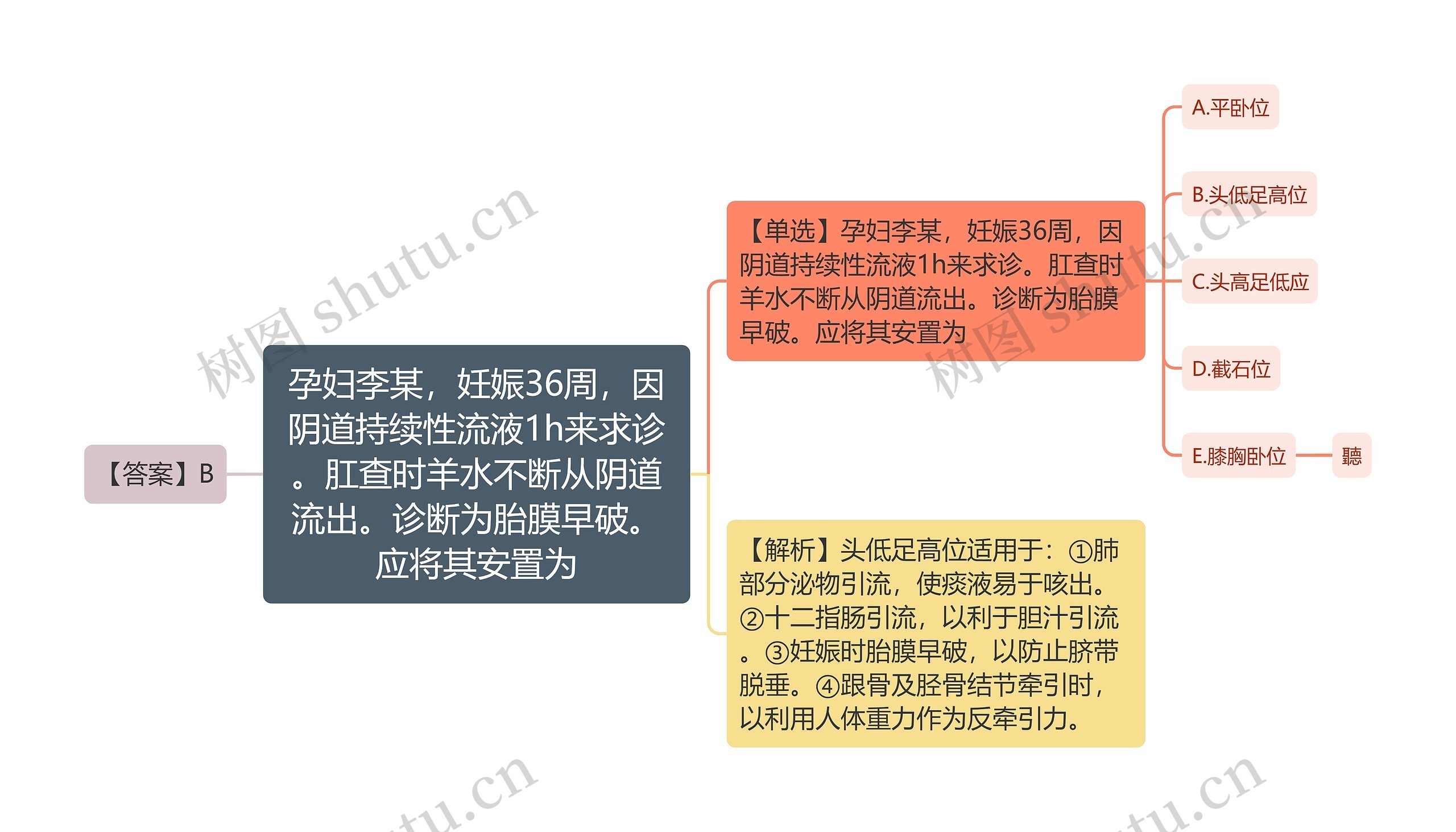 孕妇李某，妊娠36周，因阴道持续性流液1h来求诊。肛查时羊水不断从阴道流出。诊断为胎膜早破。应将其安置为