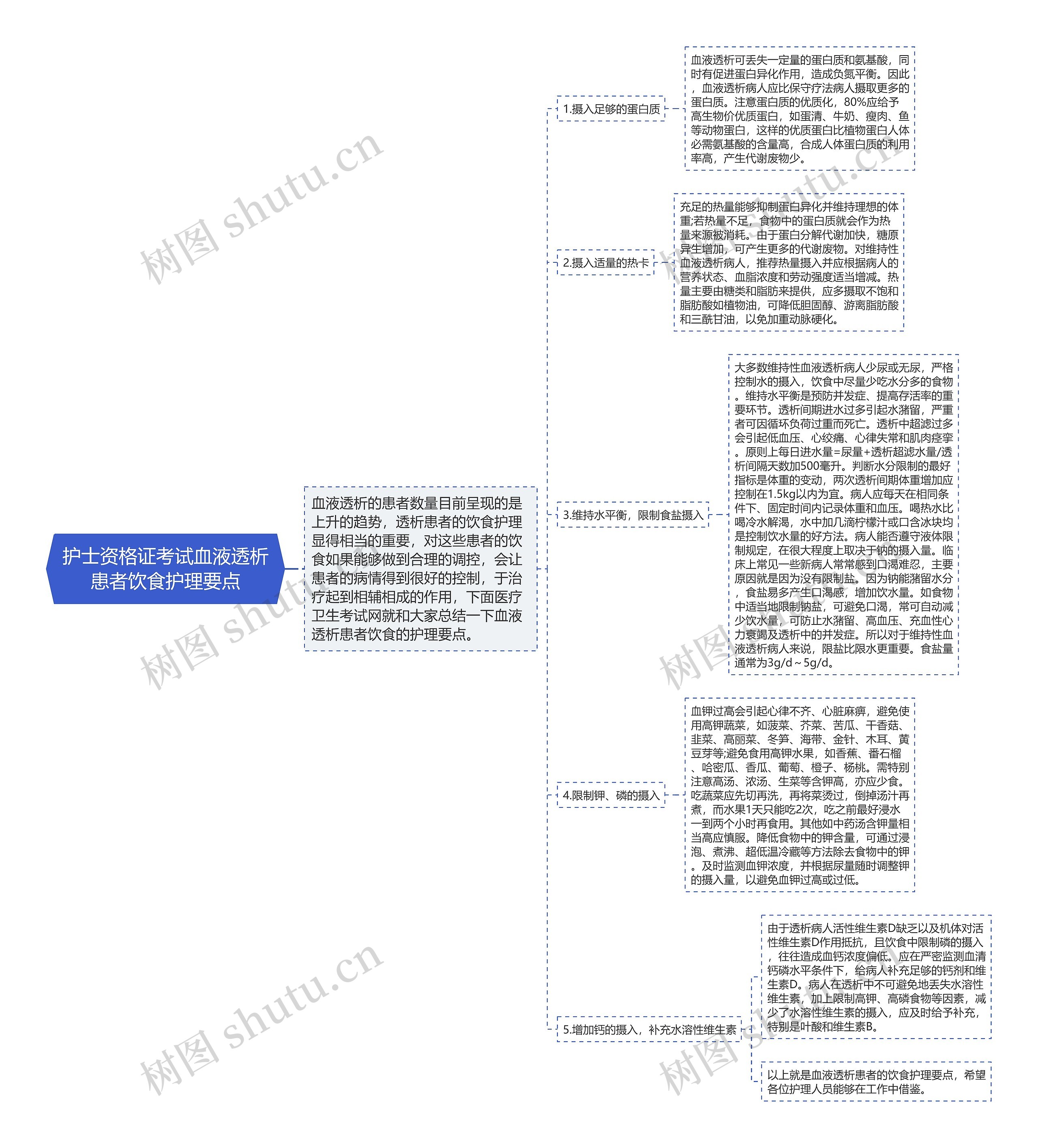 护士资格证考试血液透析患者饮食护理要点思维导图