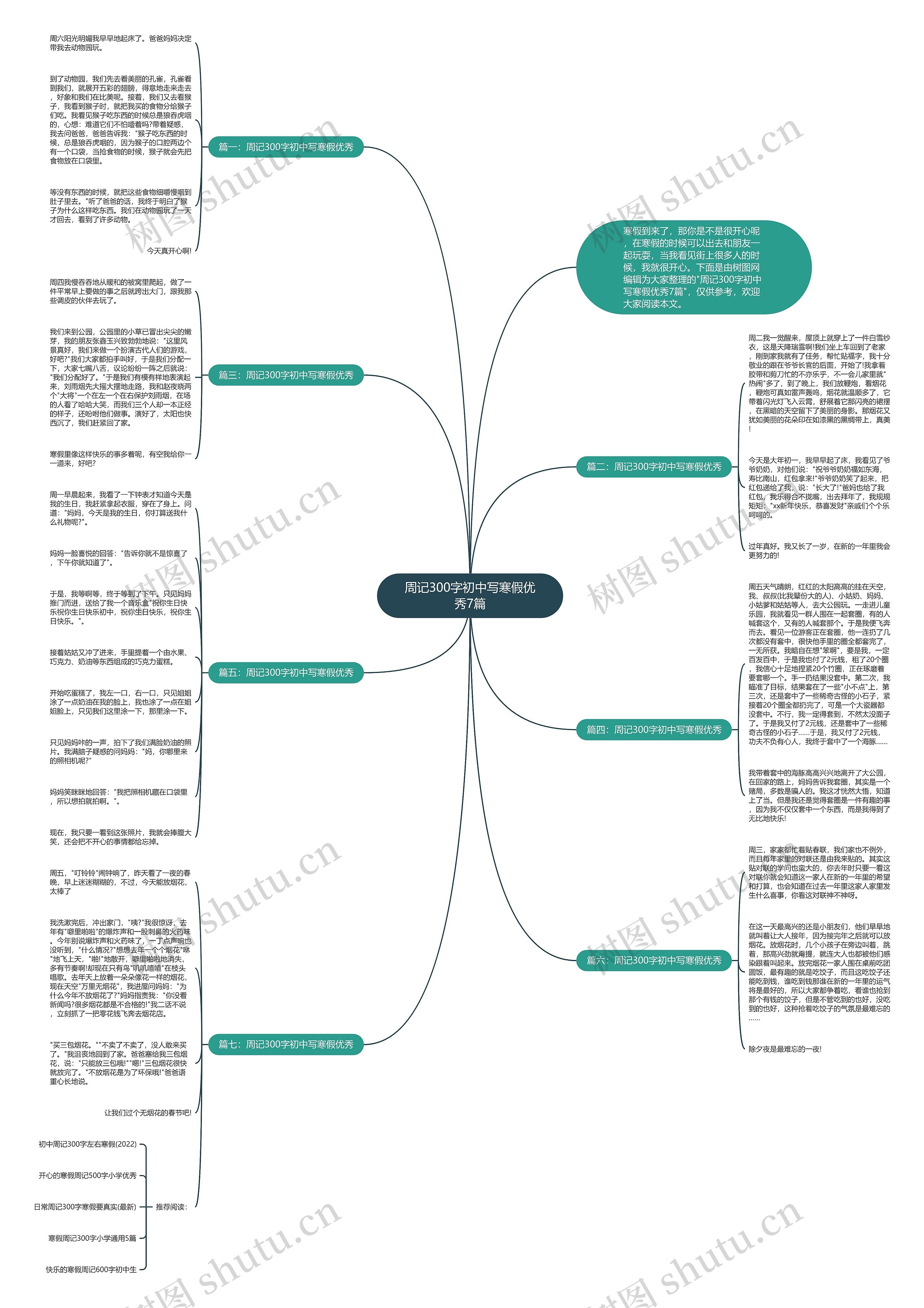 周记300字初中写寒假优秀7篇思维导图