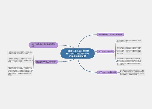 一建建设工程项目管理教材：考点17施工成本计划的类型和编制依据