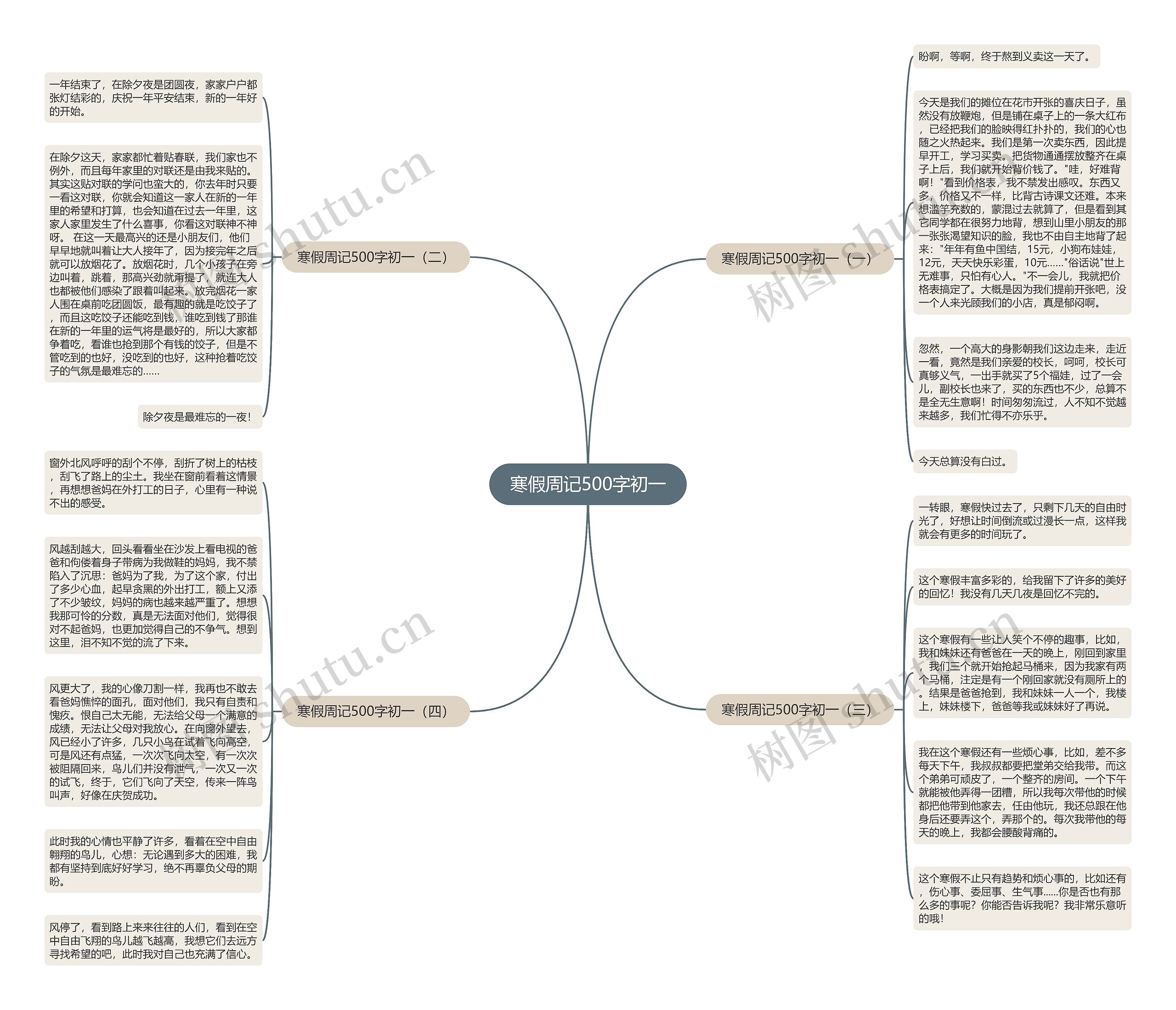 寒假周记500字初一思维导图