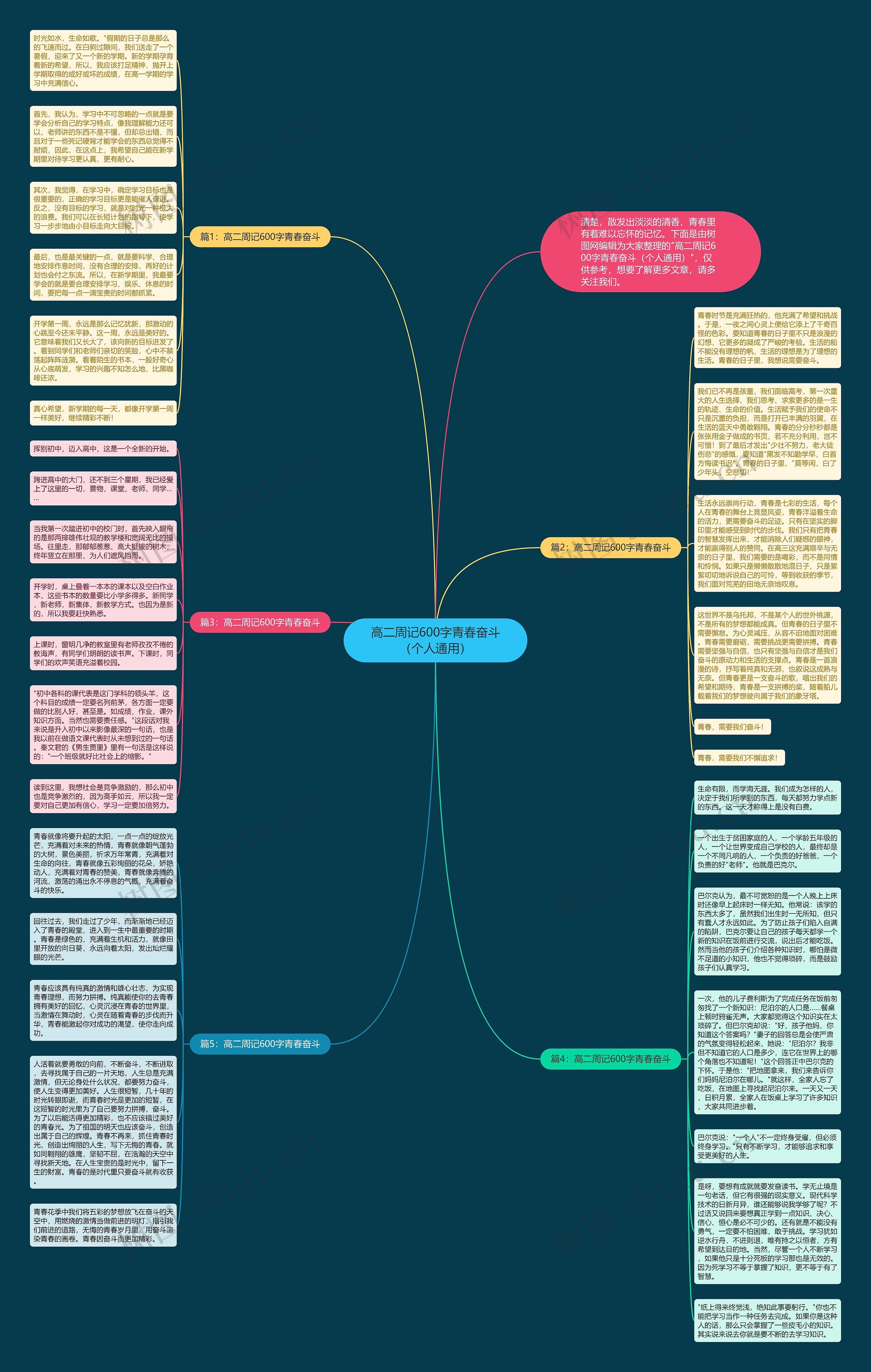 高二周记600字青春奋斗（个人通用）思维导图