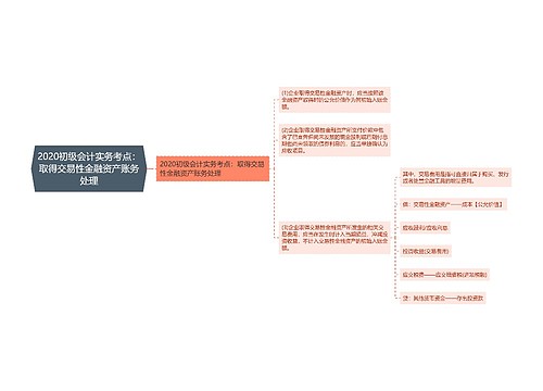 2020初级会计实务考点：取得交易性金融资产账务处理