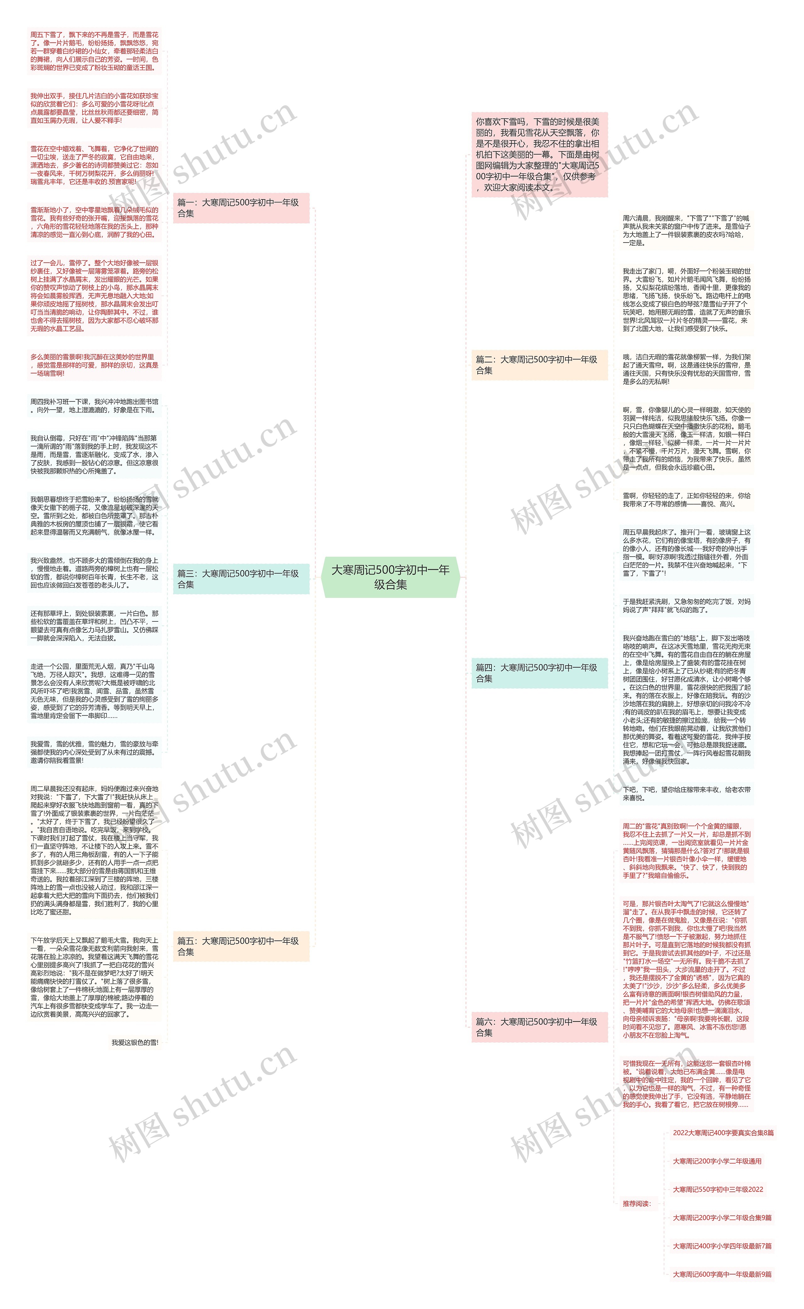 大寒周记500字初中一年级合集思维导图