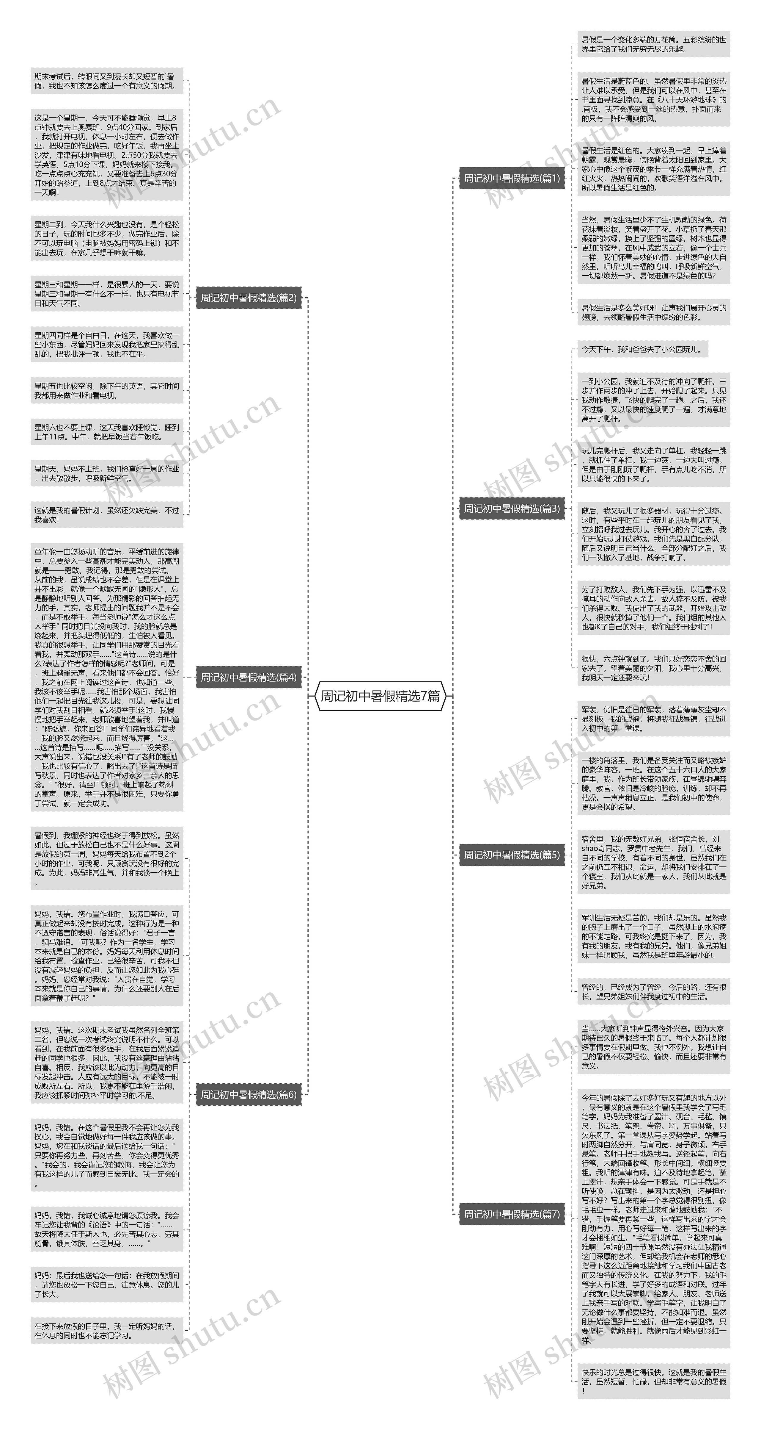 周记初中暑假精选7篇思维导图高清图 周记初中暑假精选7篇思维导图