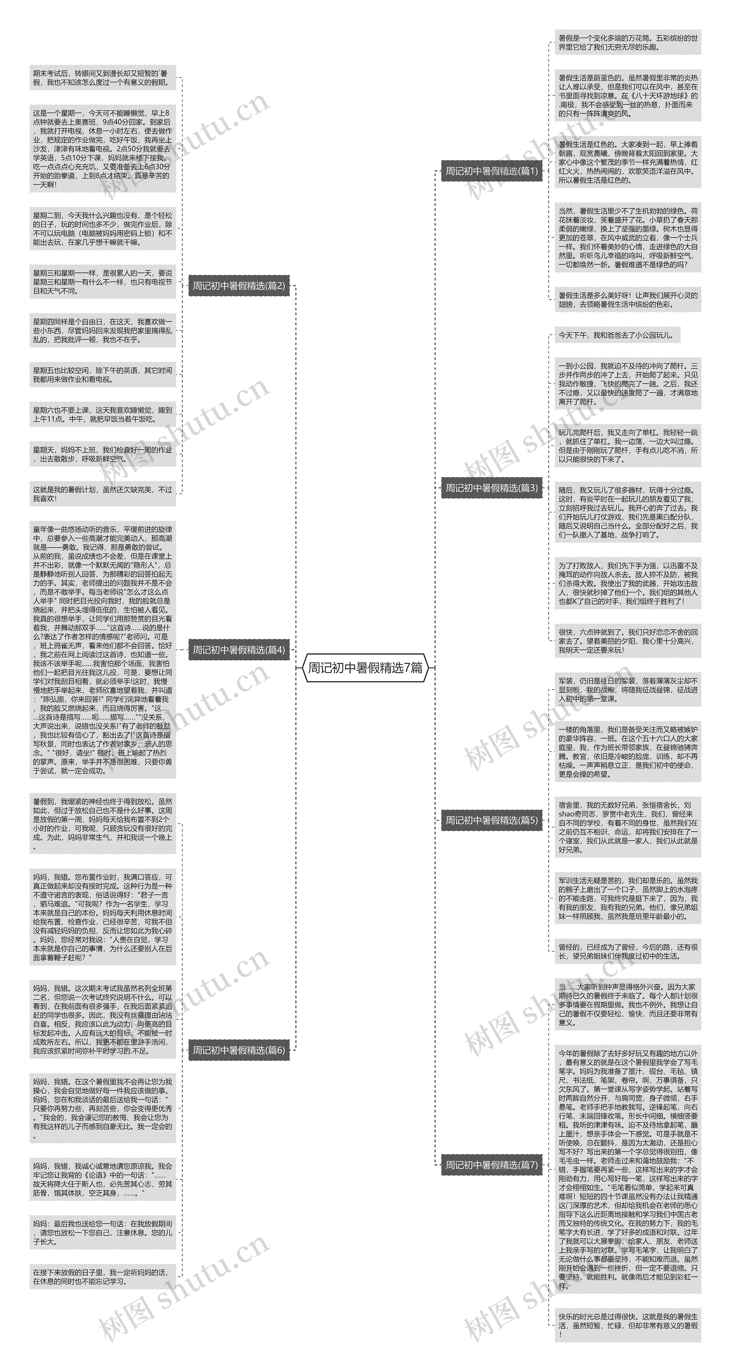 周记初中暑假精选7篇思维导图