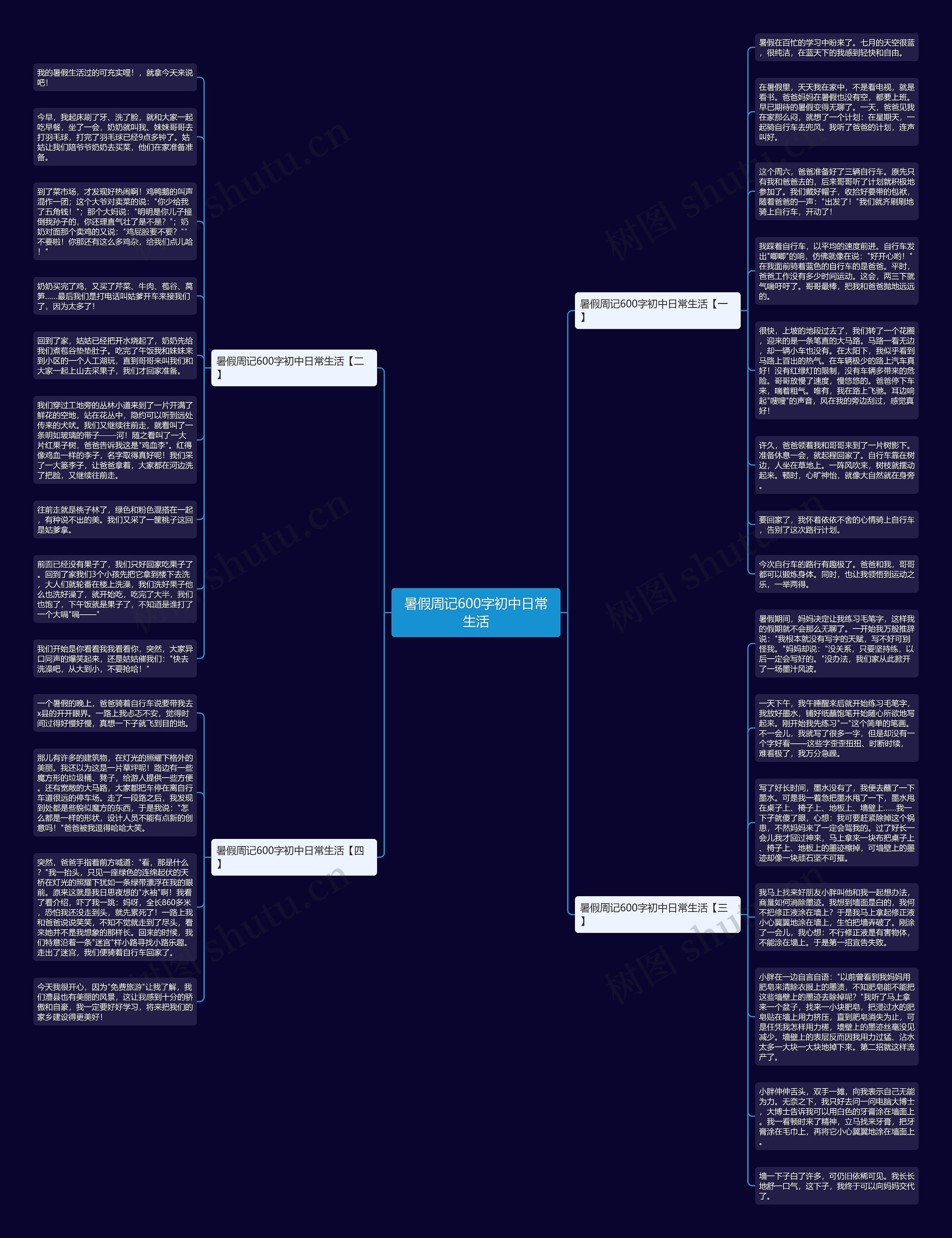 暑假周记600字初中日常生活思维导图