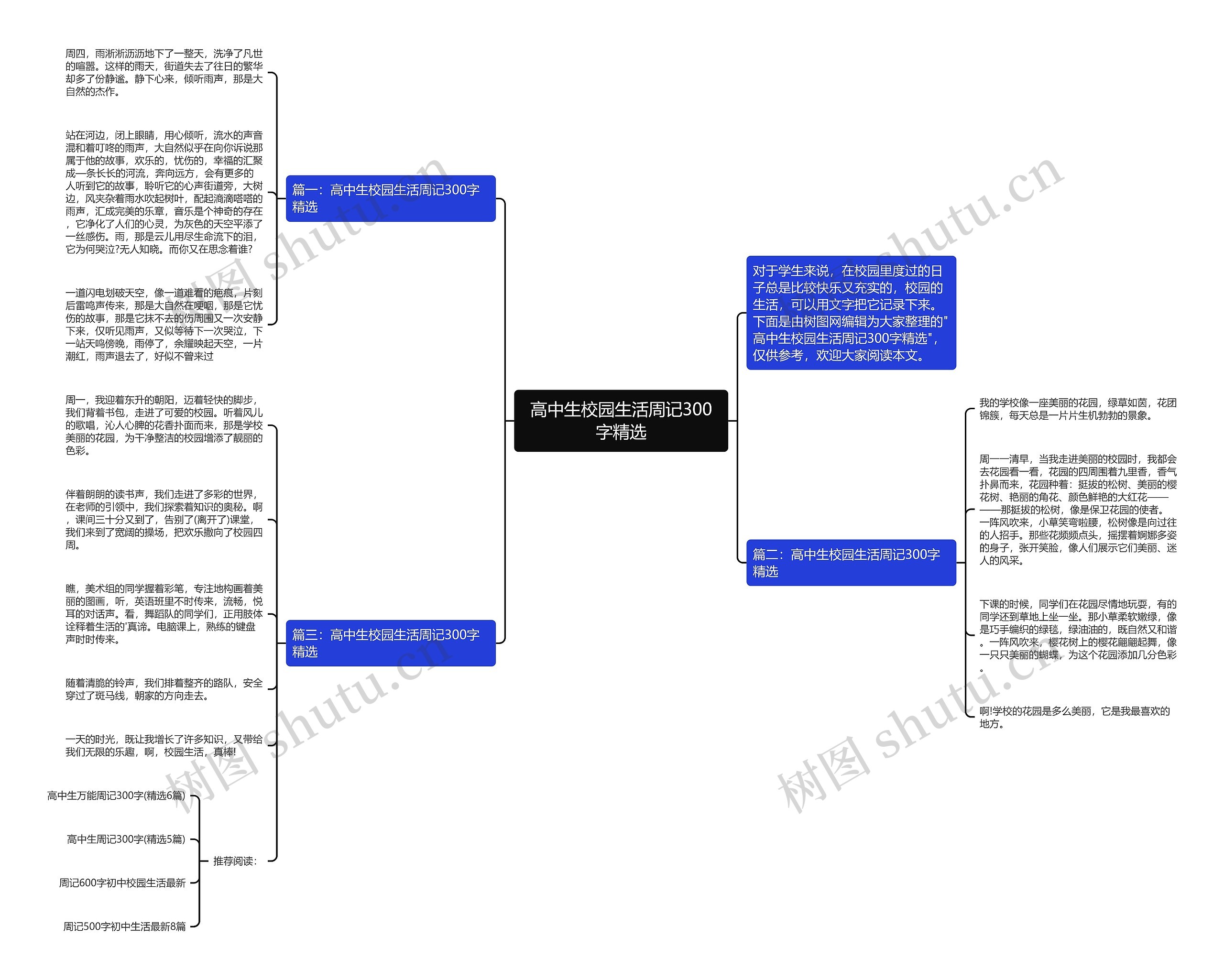 高中生校园生活周记300字精选思维导图