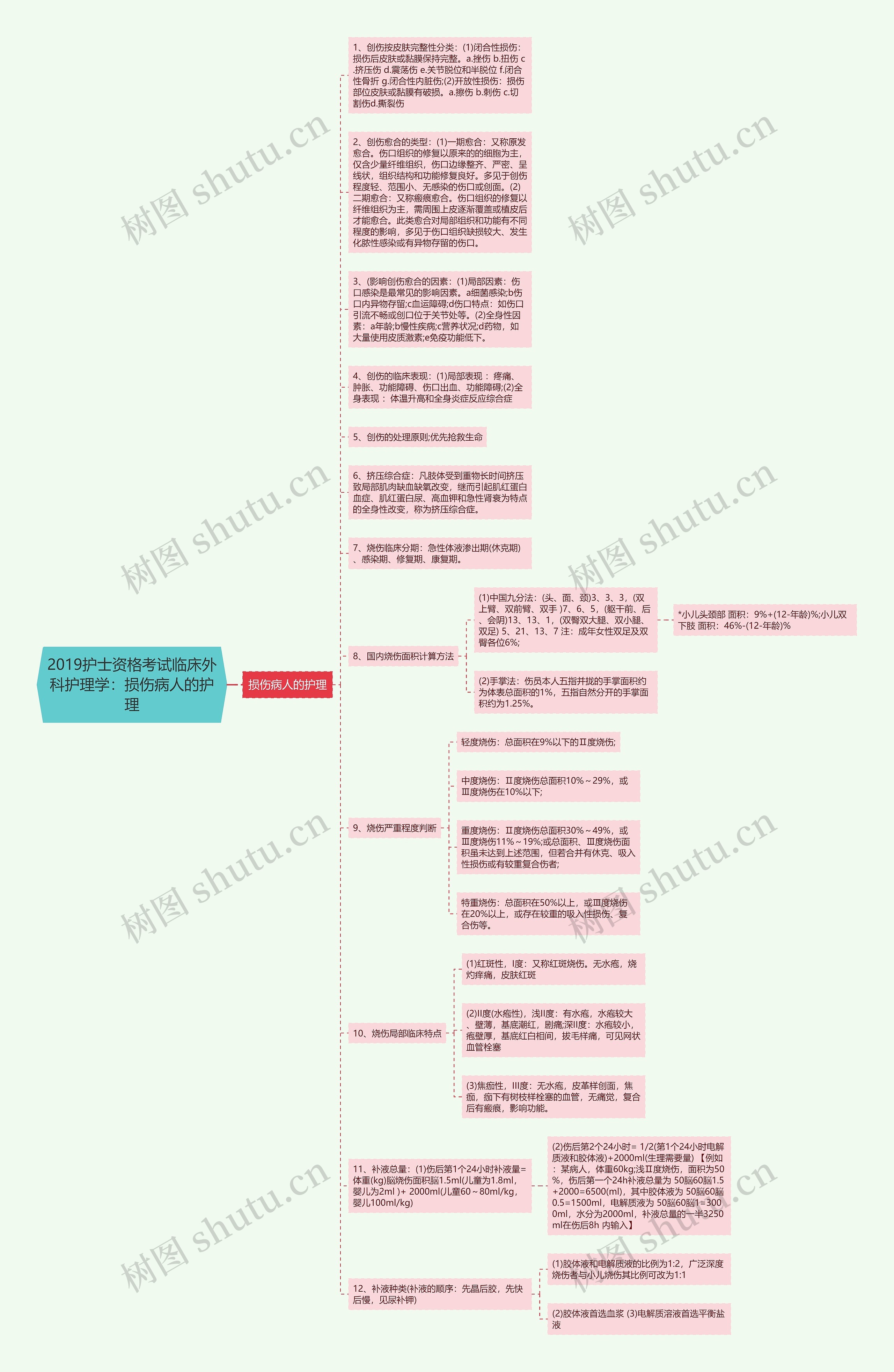 2019护士资格考试临床外科护理学：损伤病人的护理思维导图