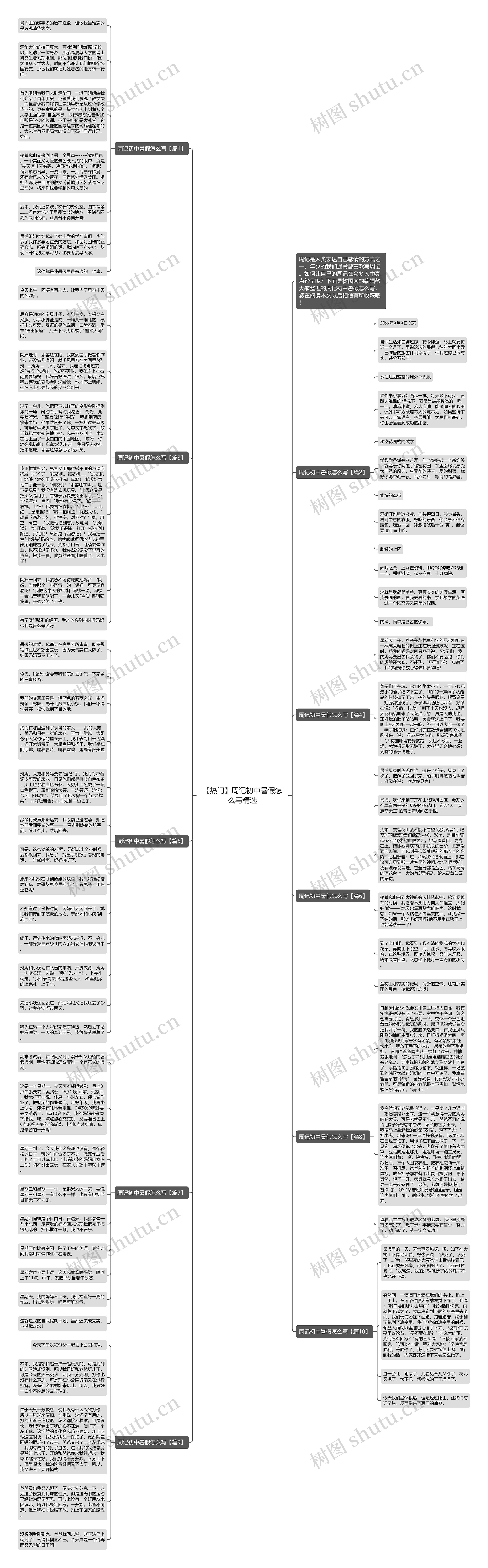 【热门】周记初中暑假怎么写精选思维导图