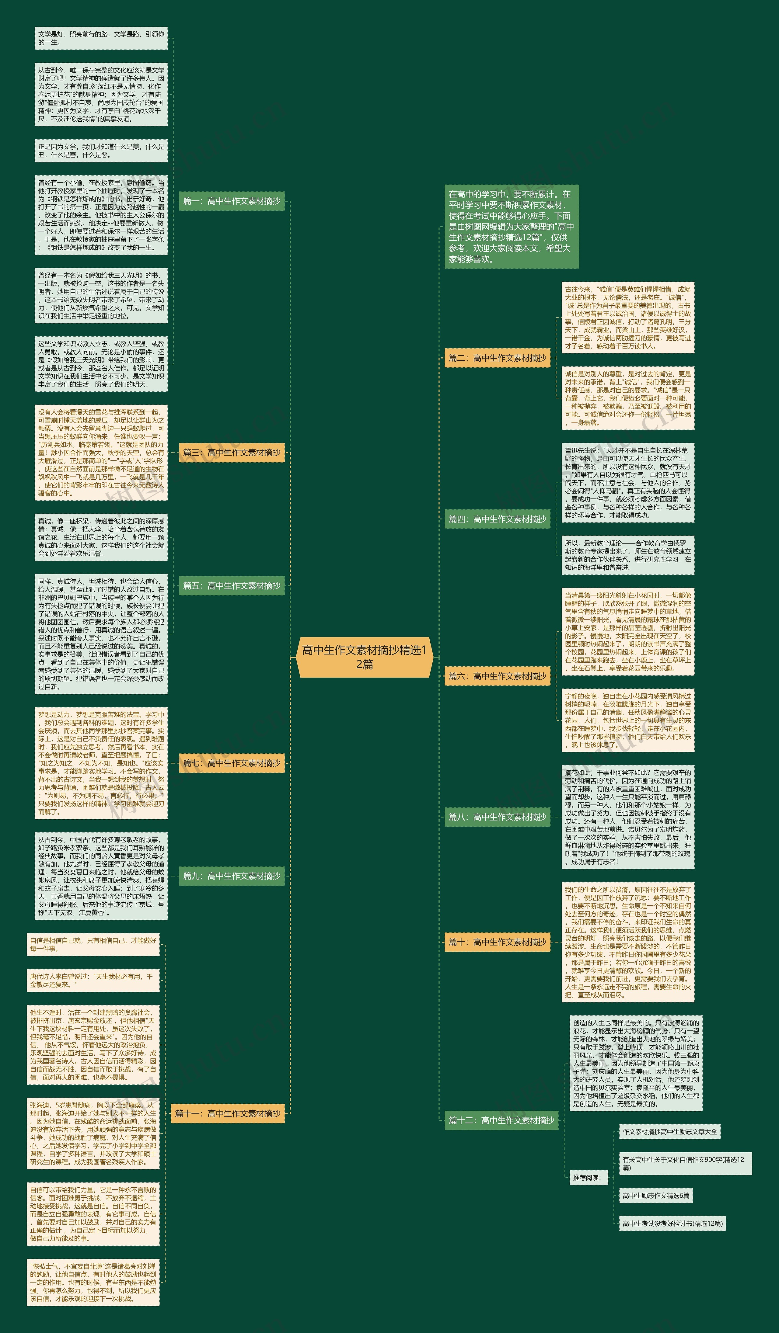 高中生作文素材摘抄精选12篇思维导图