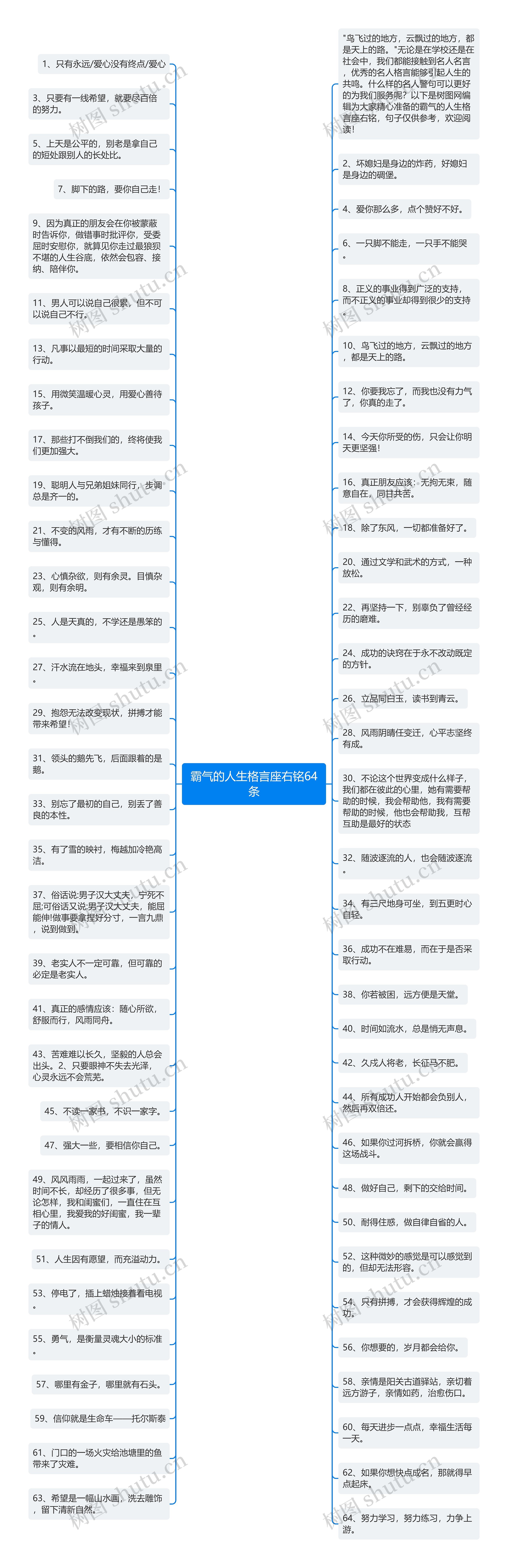 霸气的人生格言座右铭64条思维导图