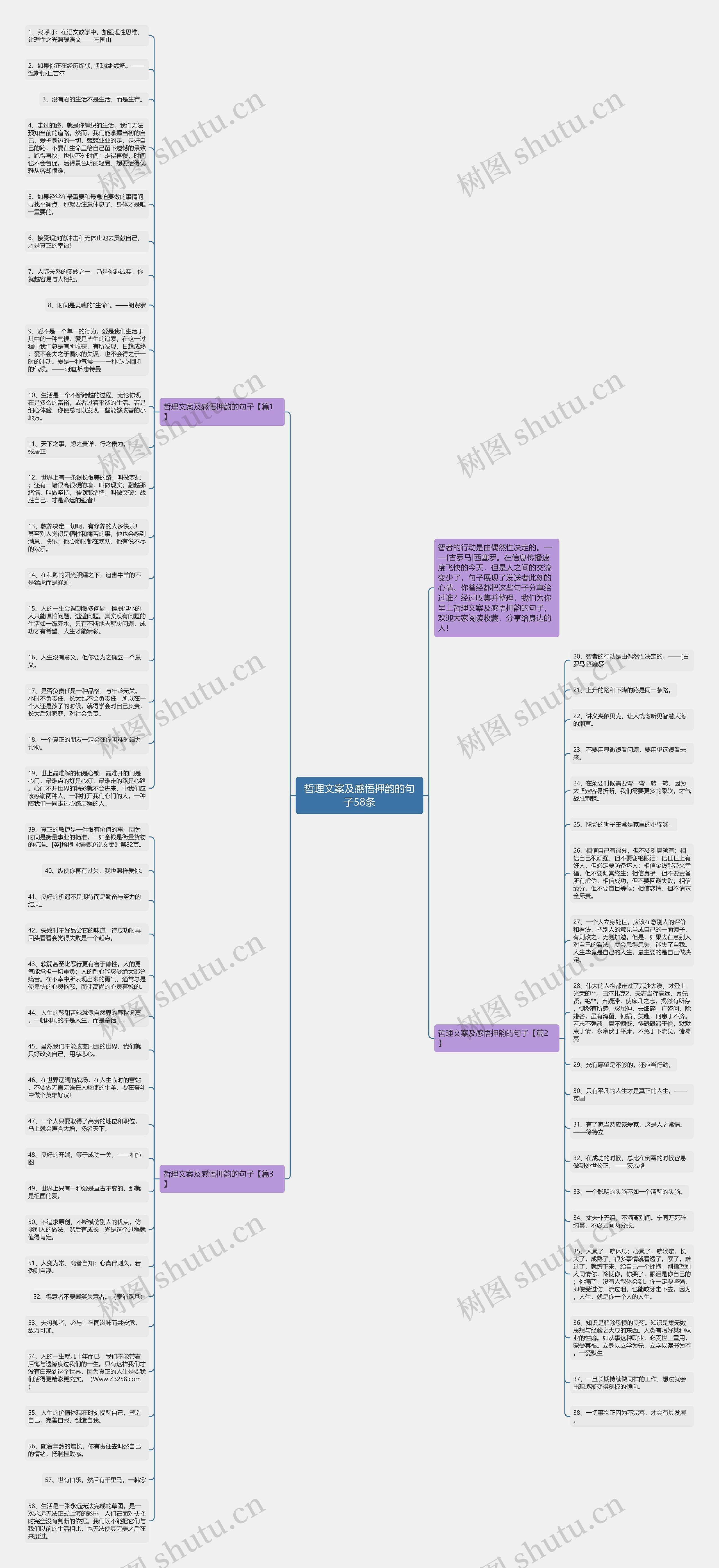 哲理文案及感悟押韵的句子58条思维导图