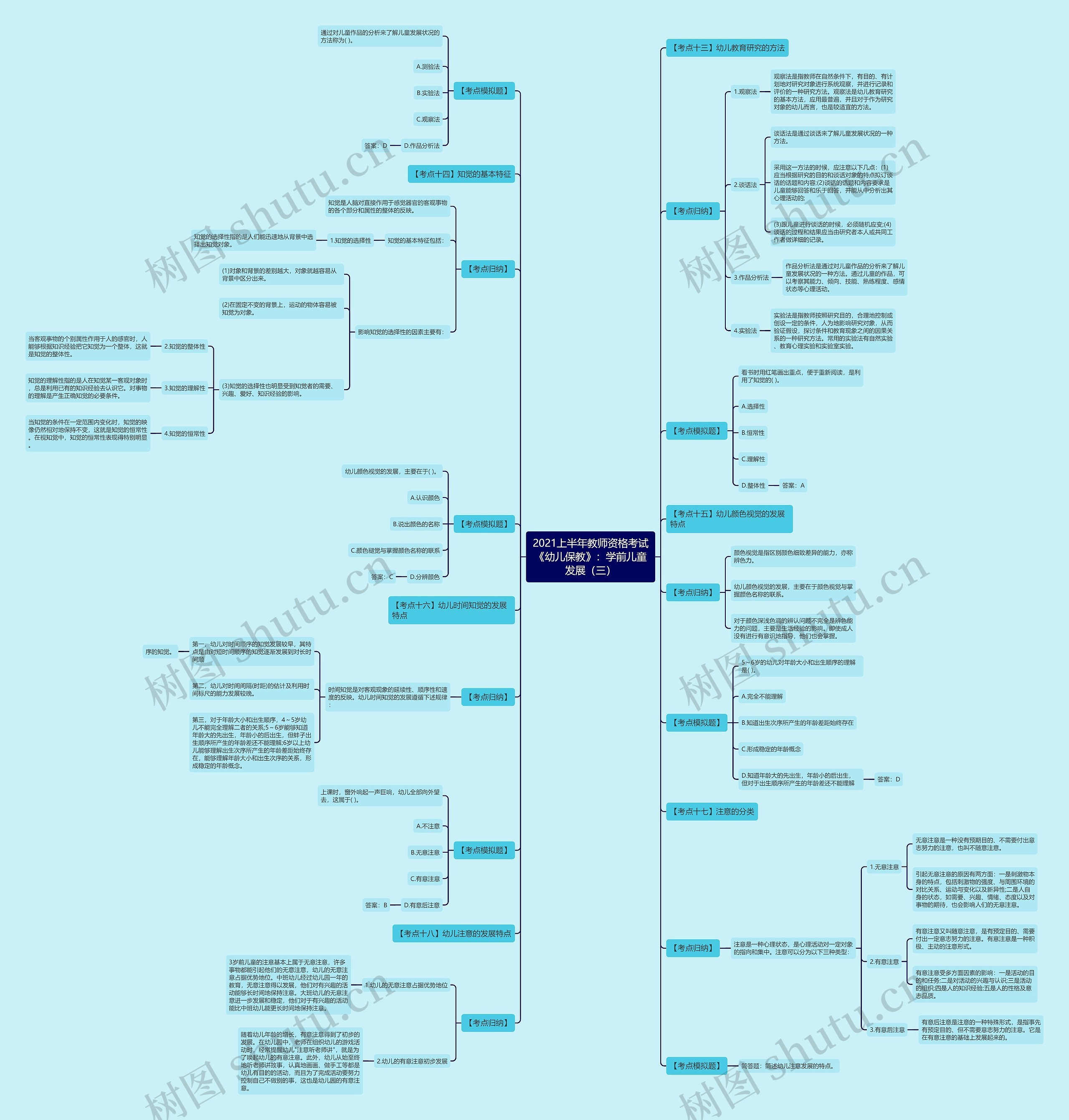 2021上半年教师资格考试《幼儿保教》：学前儿童发展（三）思维导图