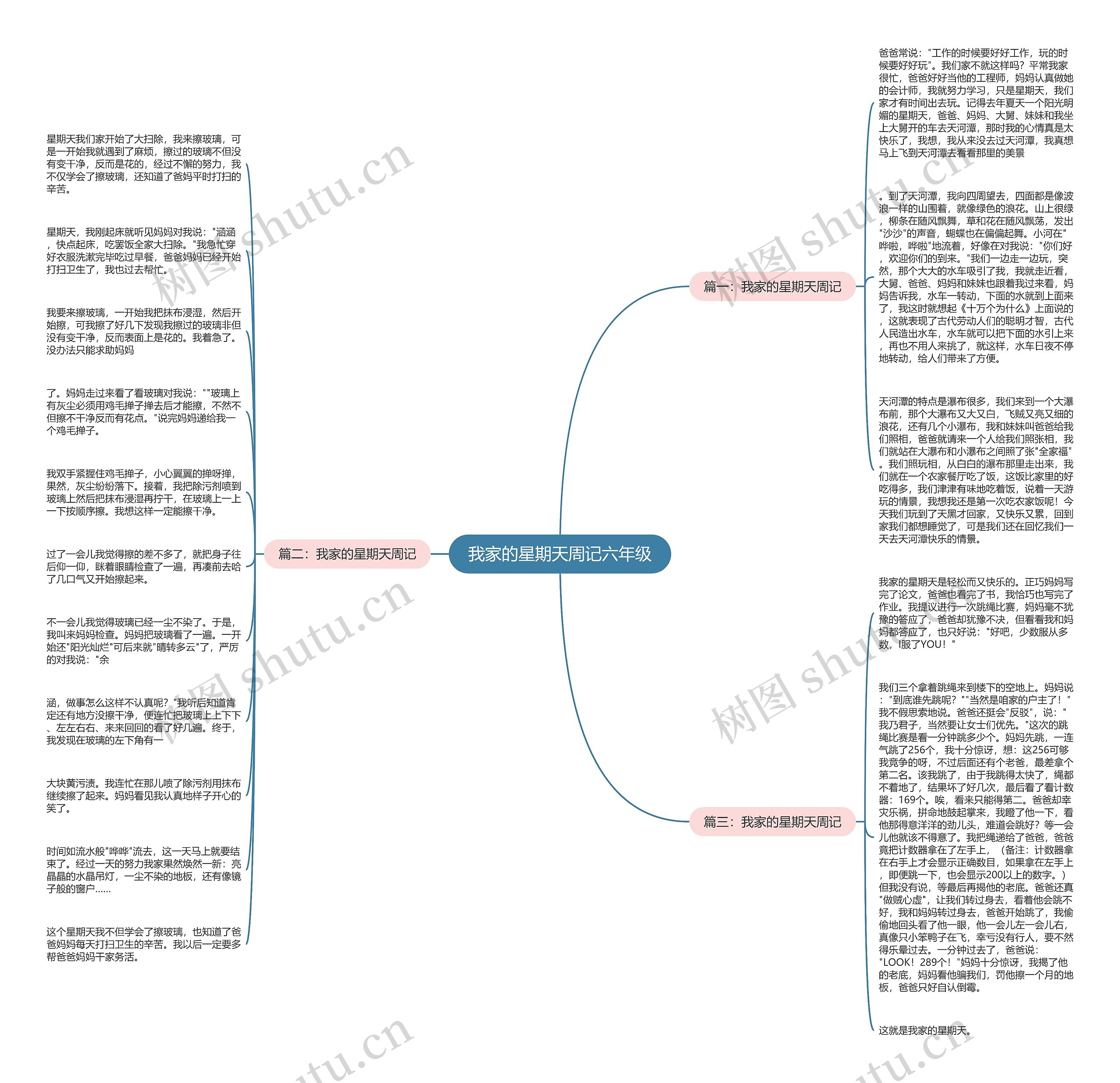 我家的星期天周记六年级思维导图