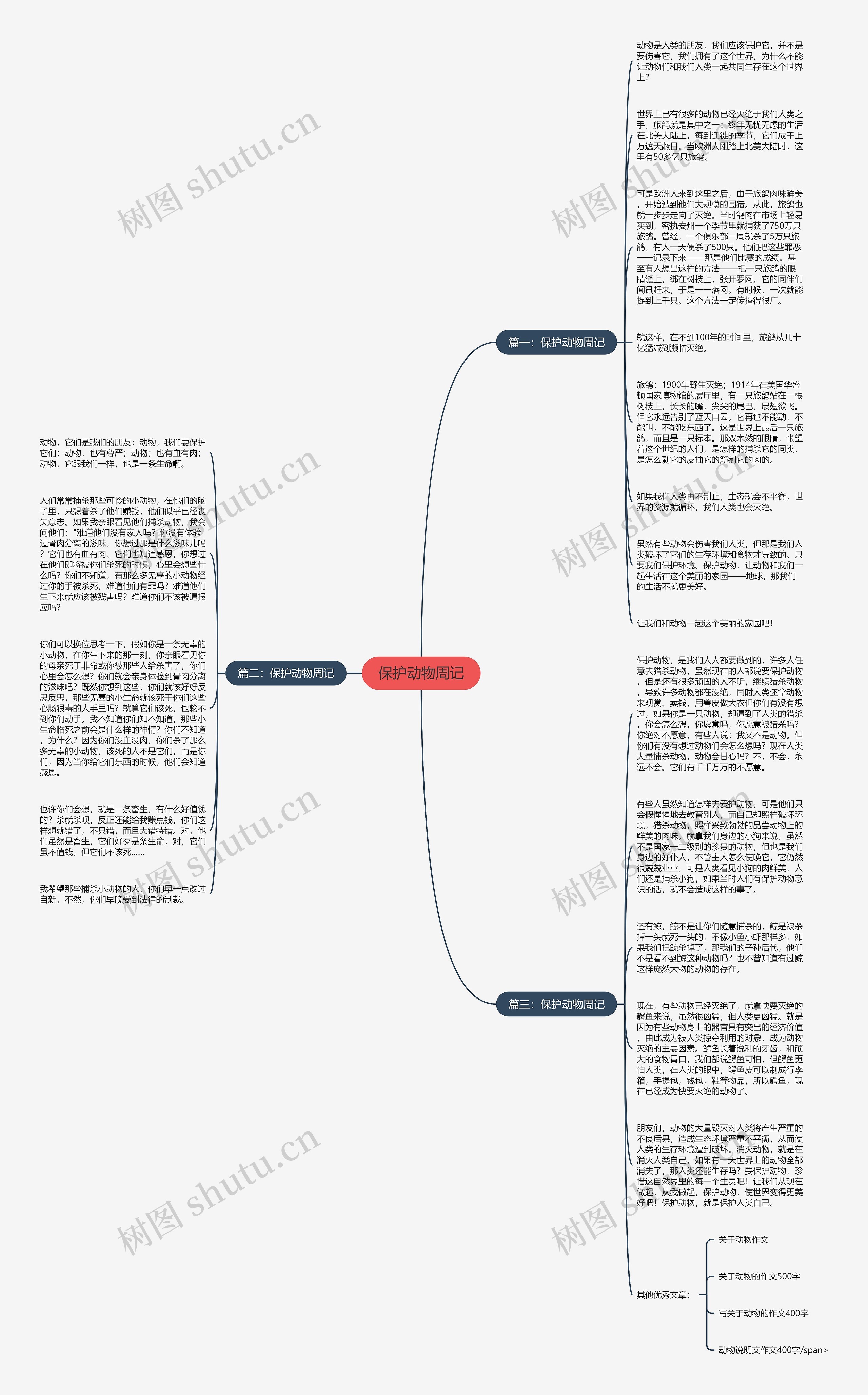 保护动物周记思维导图