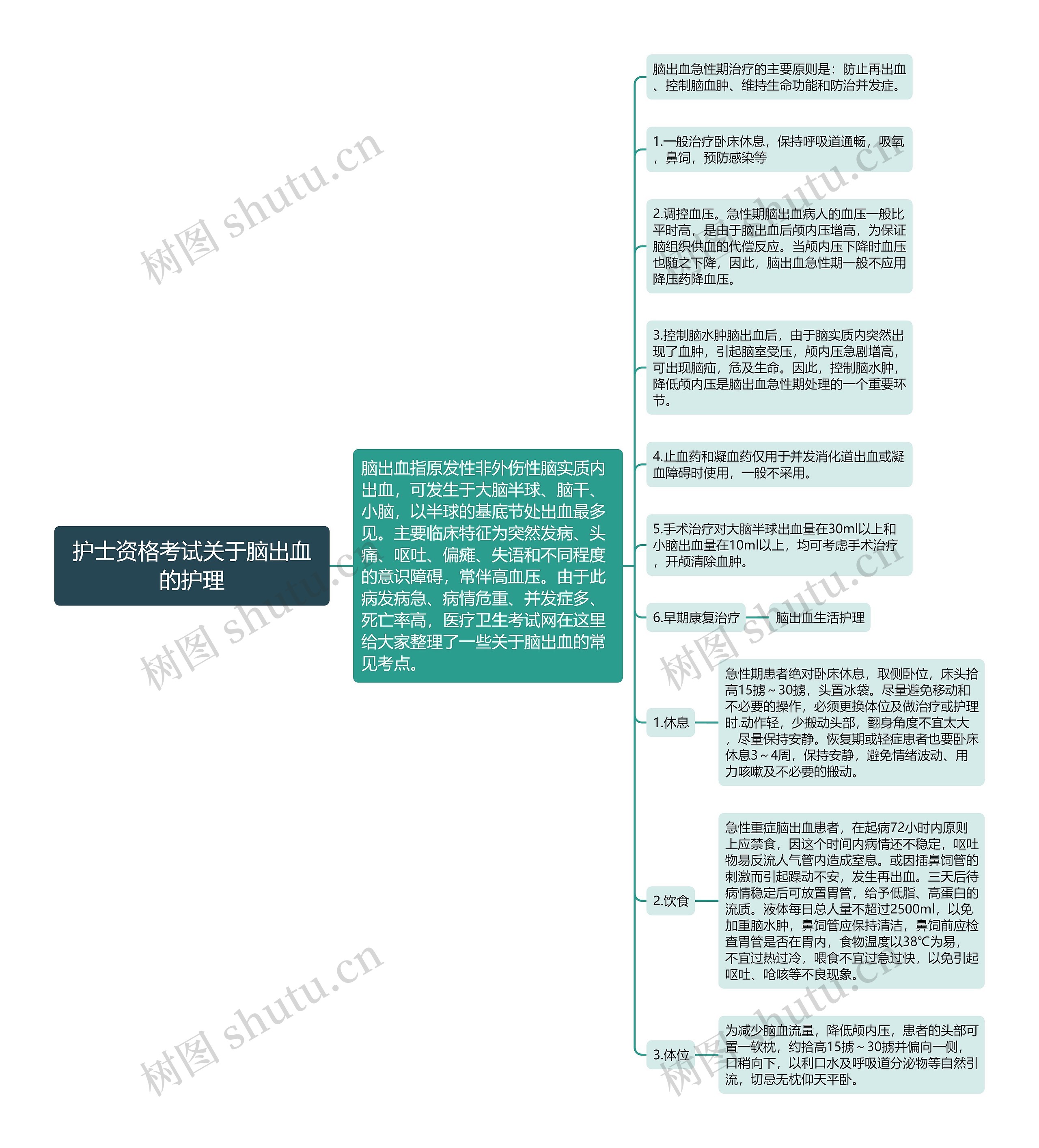 护士资格考试关于脑出血的护理思维导图