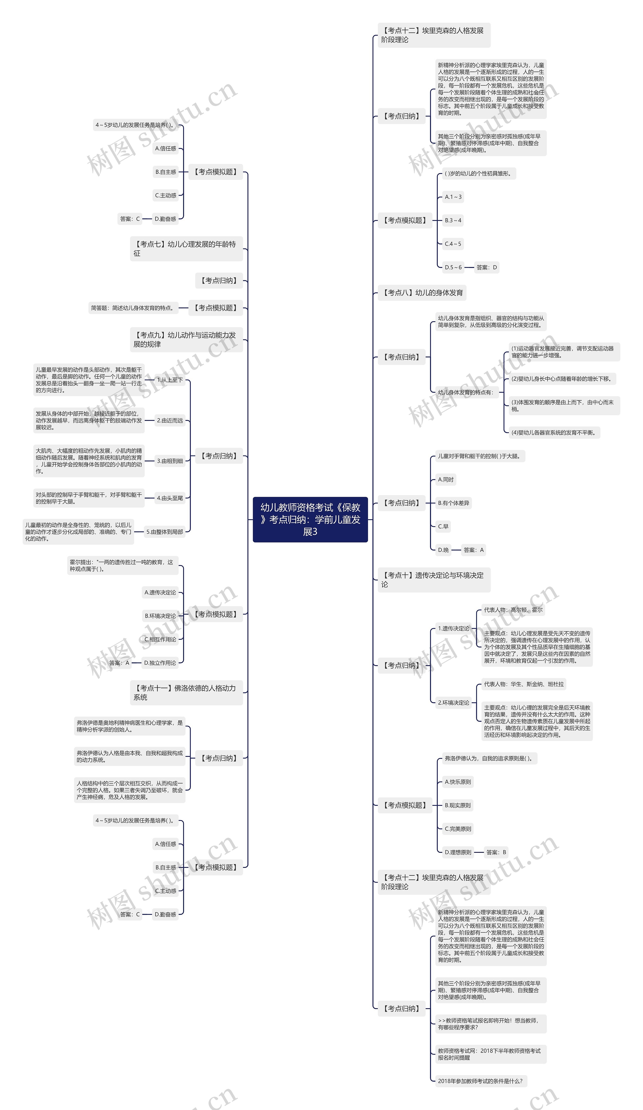 幼儿教师资格考试《保教》考点归纳：学前儿童发展3思维导图