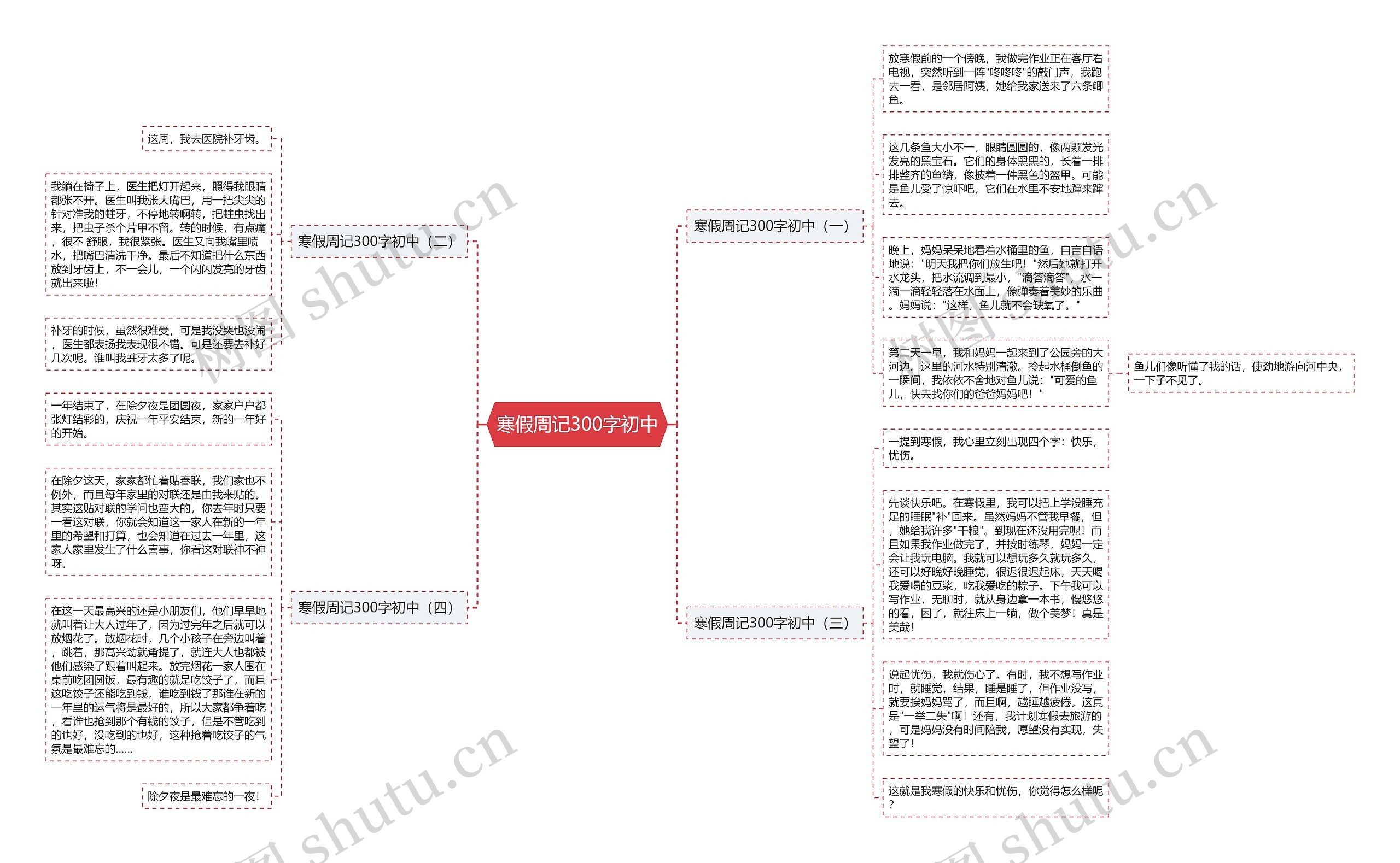 寒假周记300字初中思维导图