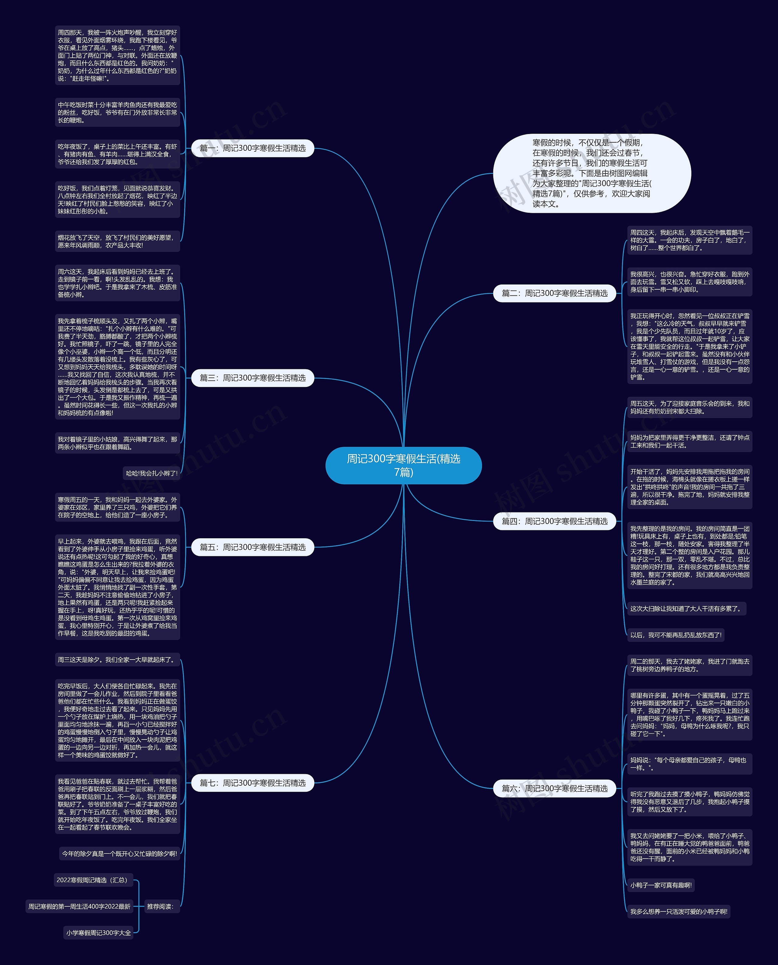 周记300字寒假生活(精选7篇)思维导图
