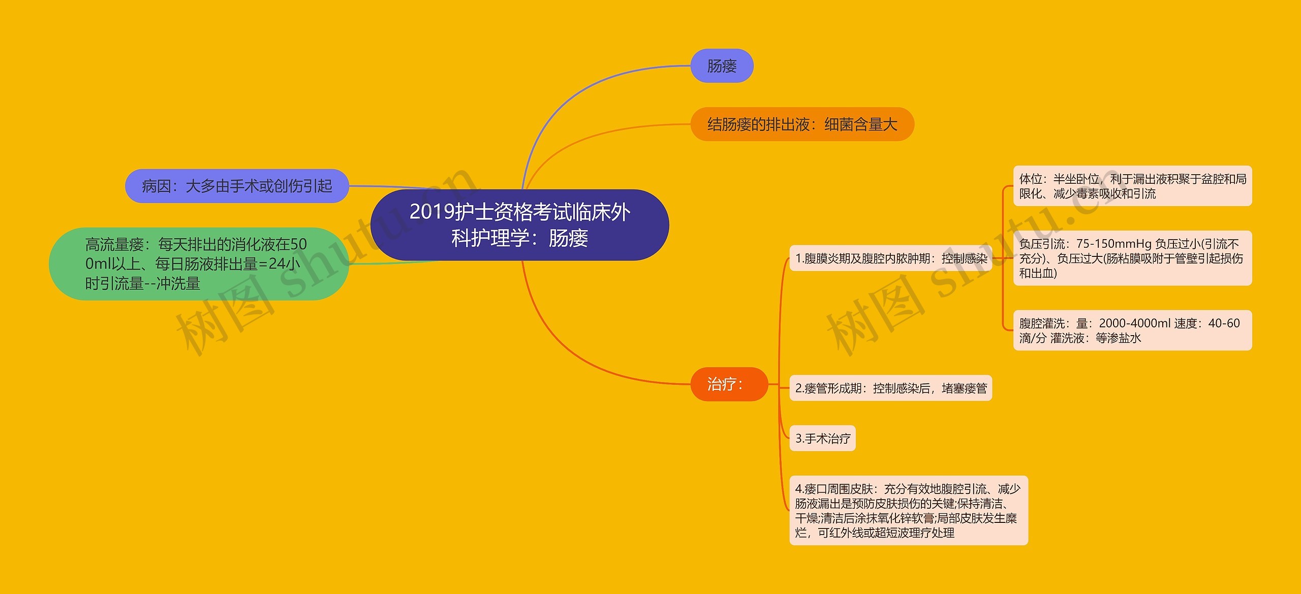 2019护士资格考试临床外科护理学：肠瘘思维导图